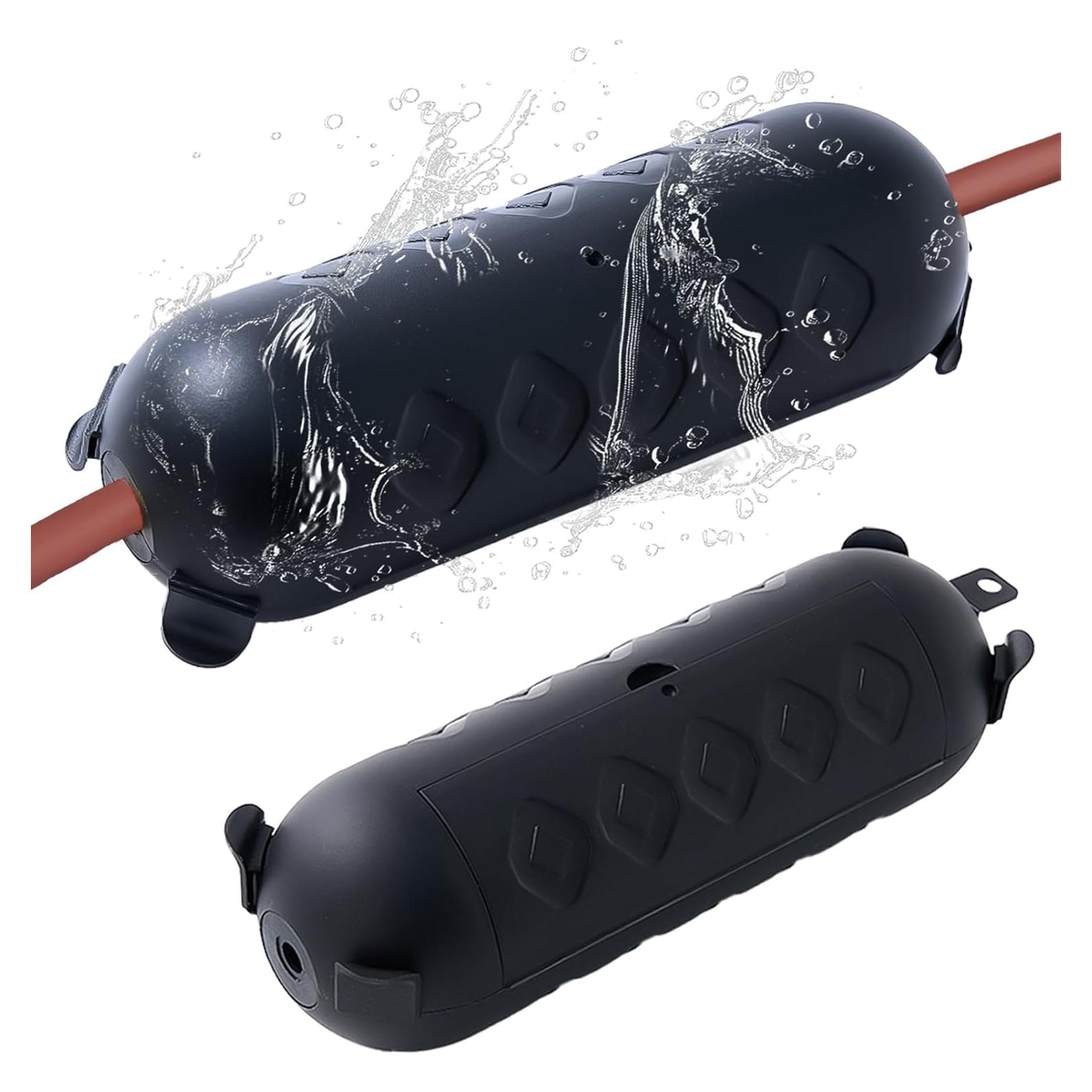 Paquete de 2 Cubiertas de Cuerda de Extensión Negra IP44