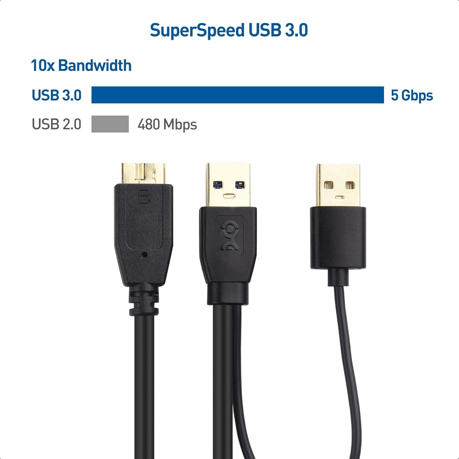 Cable USB 3.0 Y Cable Matters 20 cm Micro-B a USB-A