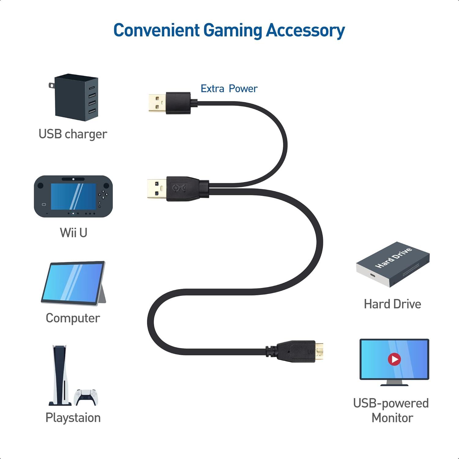 Cable USB 3.0 Y Cable Matters 20 cm Micro-B a USB-A