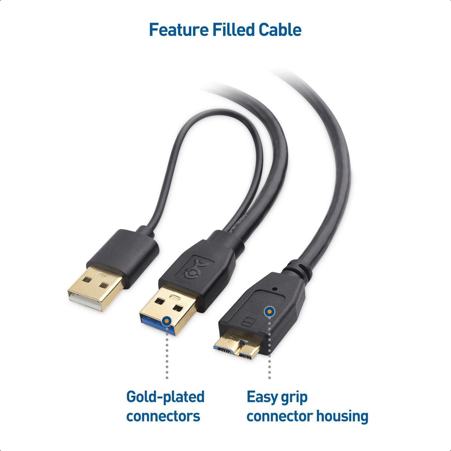 Cable USB 3.0 Y Cable Matters 20 cm Micro-B a USB-A