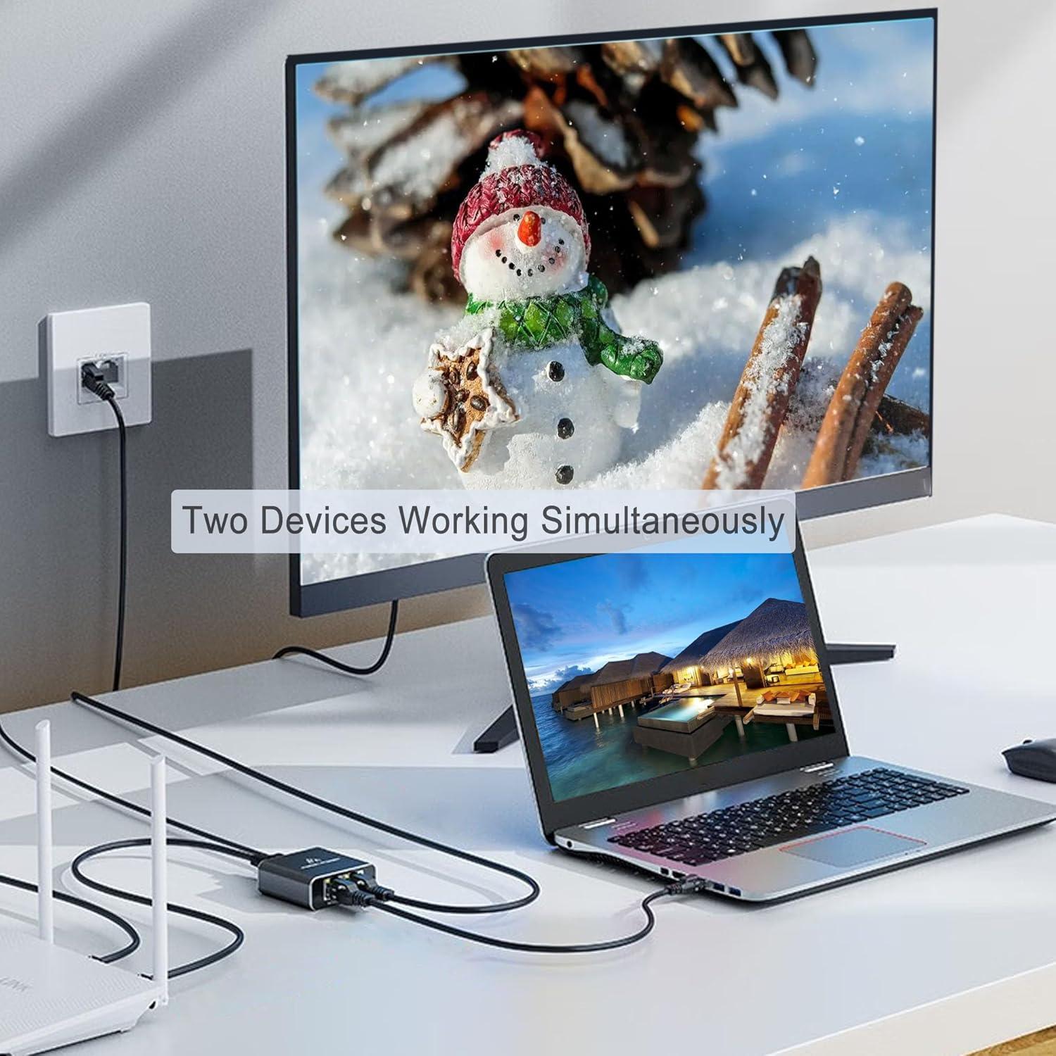 Divisor Ethernet Gigabit LIEZHUA 1 a 2 RJ45 1000Mbps