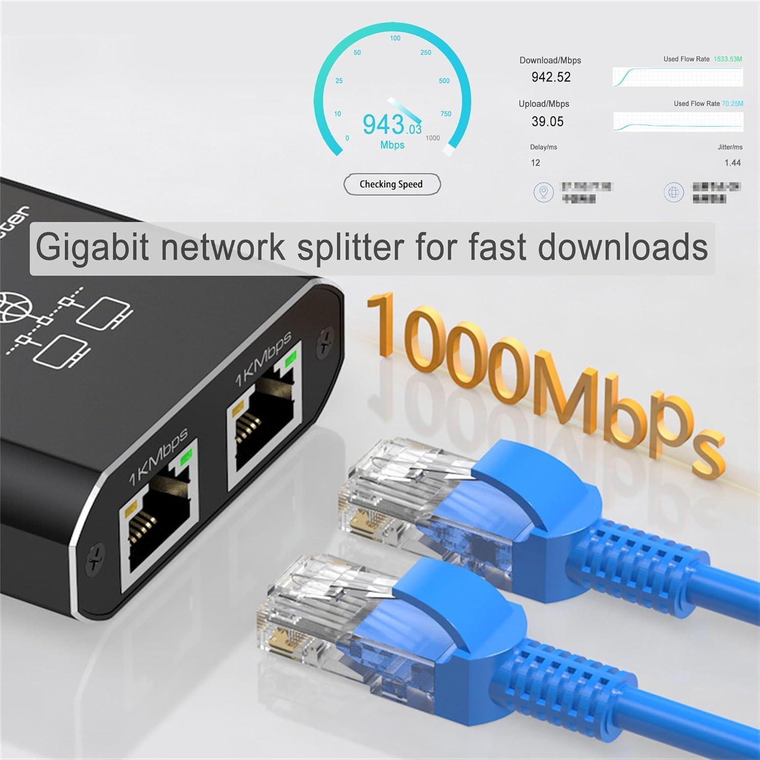 Divisor Ethernet Gigabit LIEZHUA 1 a 2 RJ45 1000Mbps