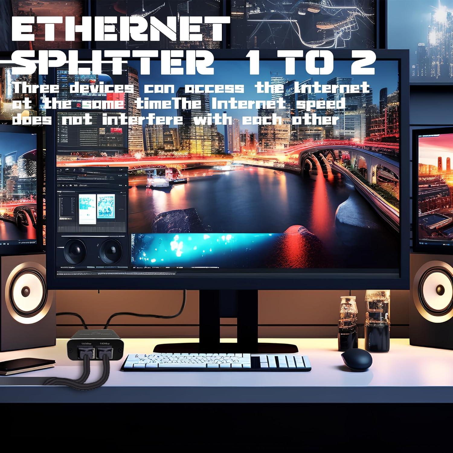 Divisor Ethernet Gigabit LIEZHUA 1 a 2 RJ45 1000Mbps