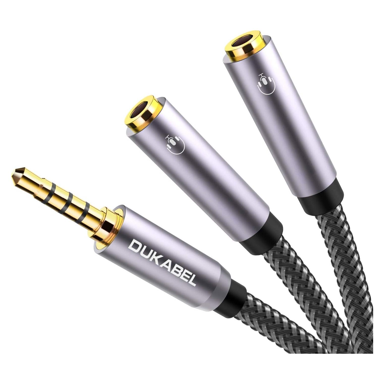 Divisor de Audio Estéreo 3.5mm DuKabel - 1 Macho a 2 Hembras