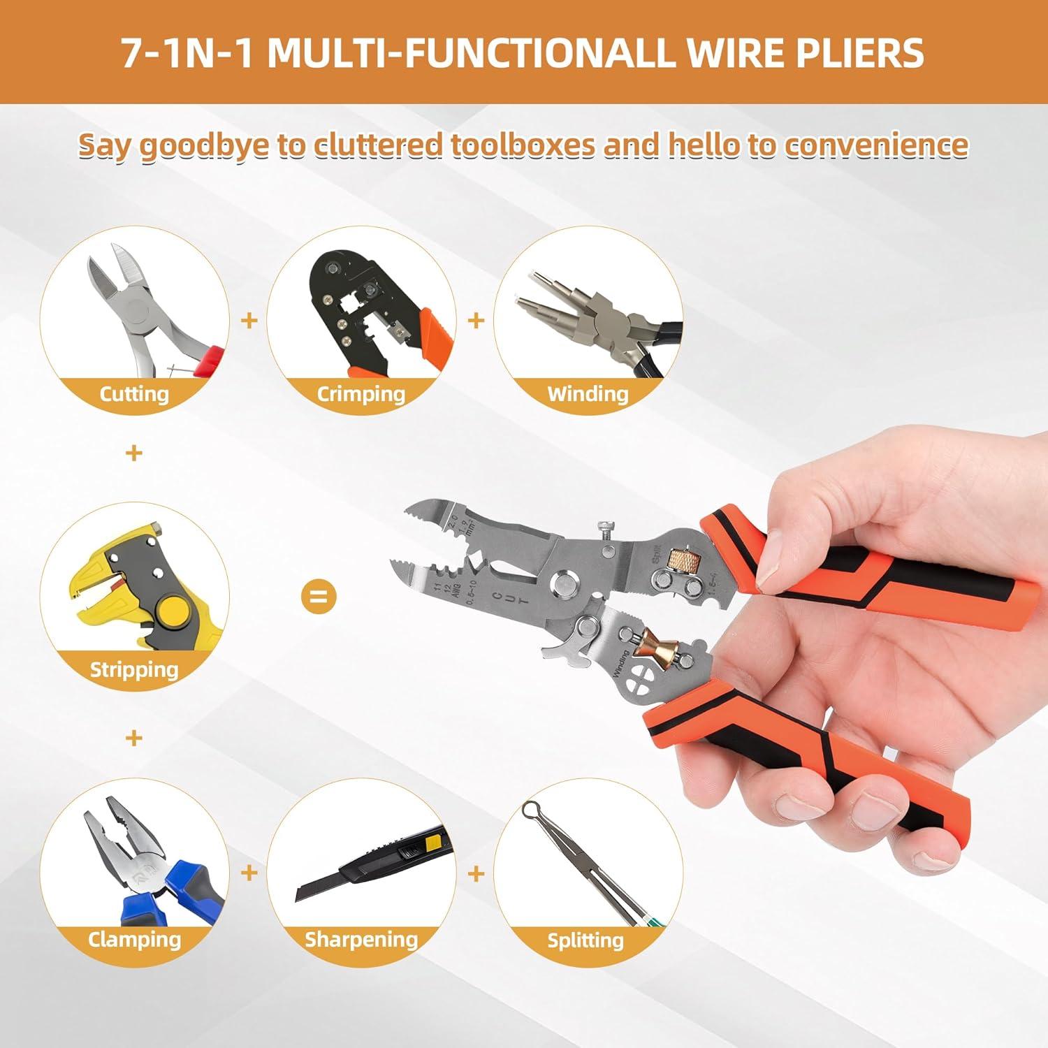 Herramienta de Pelacables 7 en 1 Nuaoi - Cortadora y Crimpadora