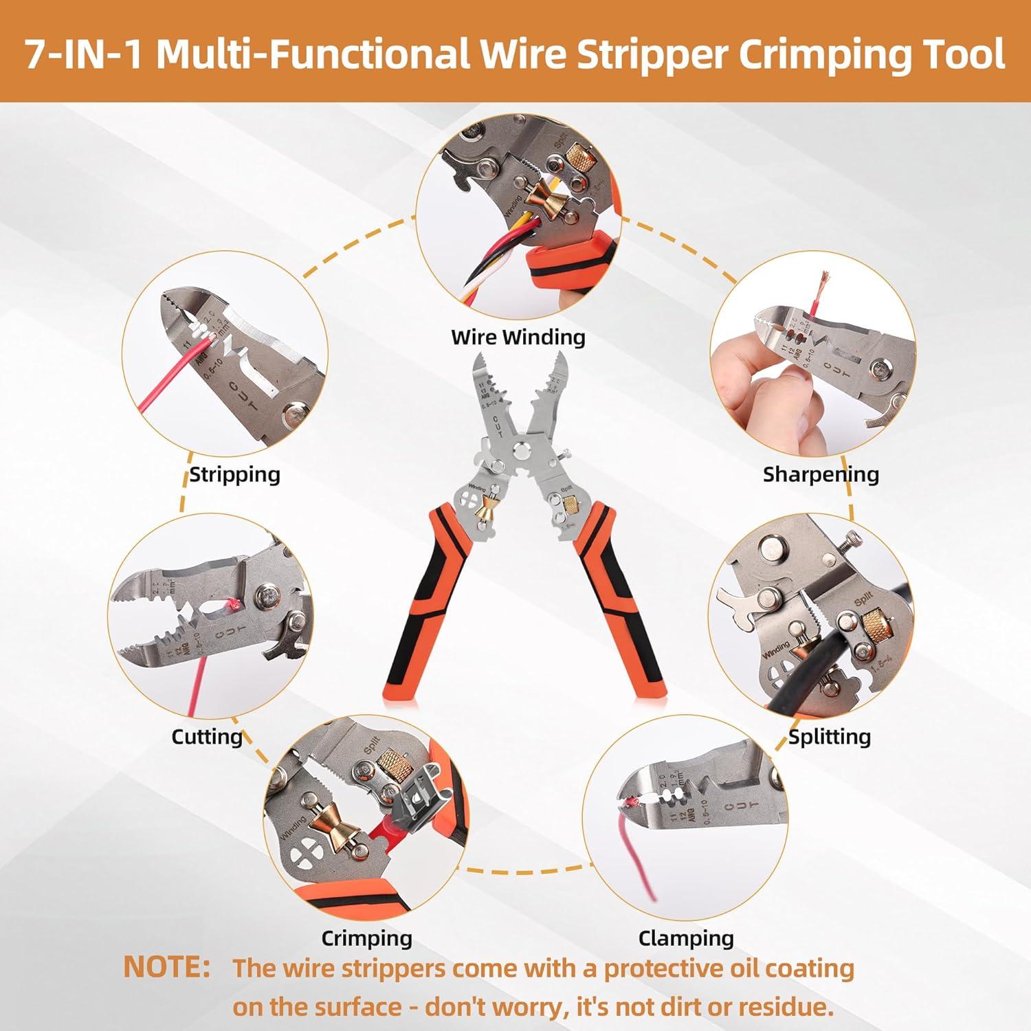Herramienta de Pelacables 7 en 1 Nuaoi - Cortadora y Crimpadora