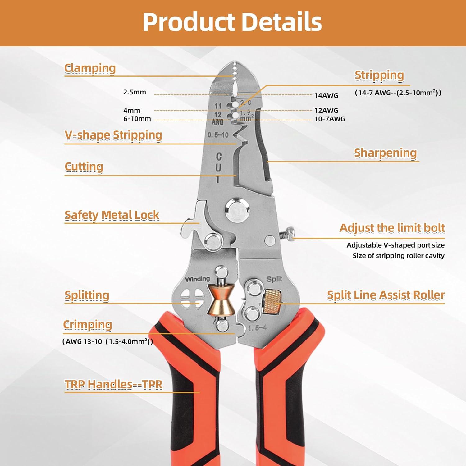 Herramienta de Pelacables 7 en 1 Nuaoi - Cortadora y Crimpadora