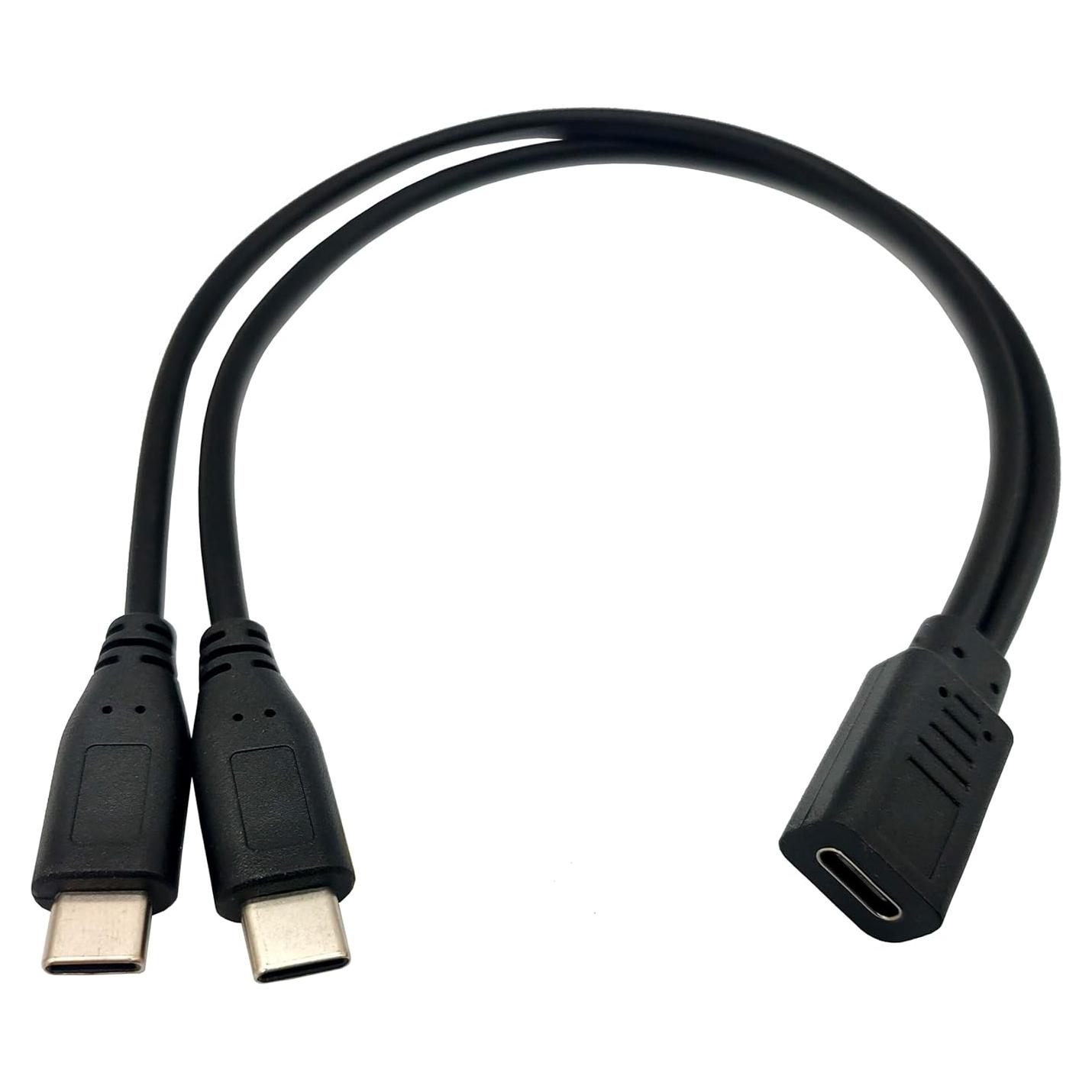 Cable Divisor USB C Qaoquda 30 cm 1 Femenino a 2 Masculino