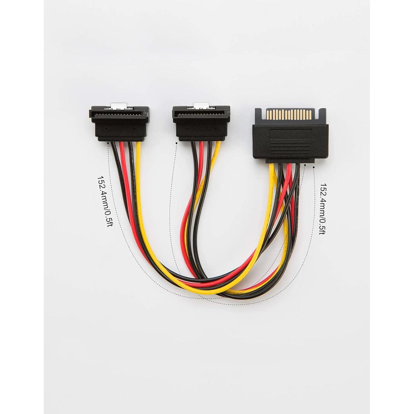 Cable de Alimentación SATA 15 Pin Macho a 2xHembra 15 cm - CableCreation