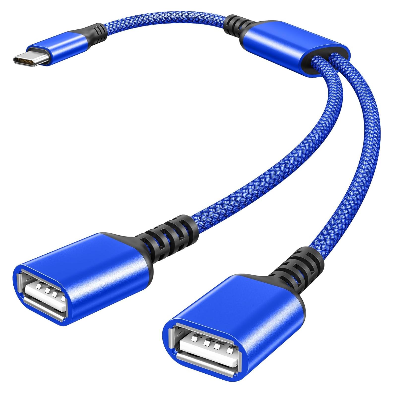 Adaptador USB C a Doble USB A 0.3M Basesailor Azul