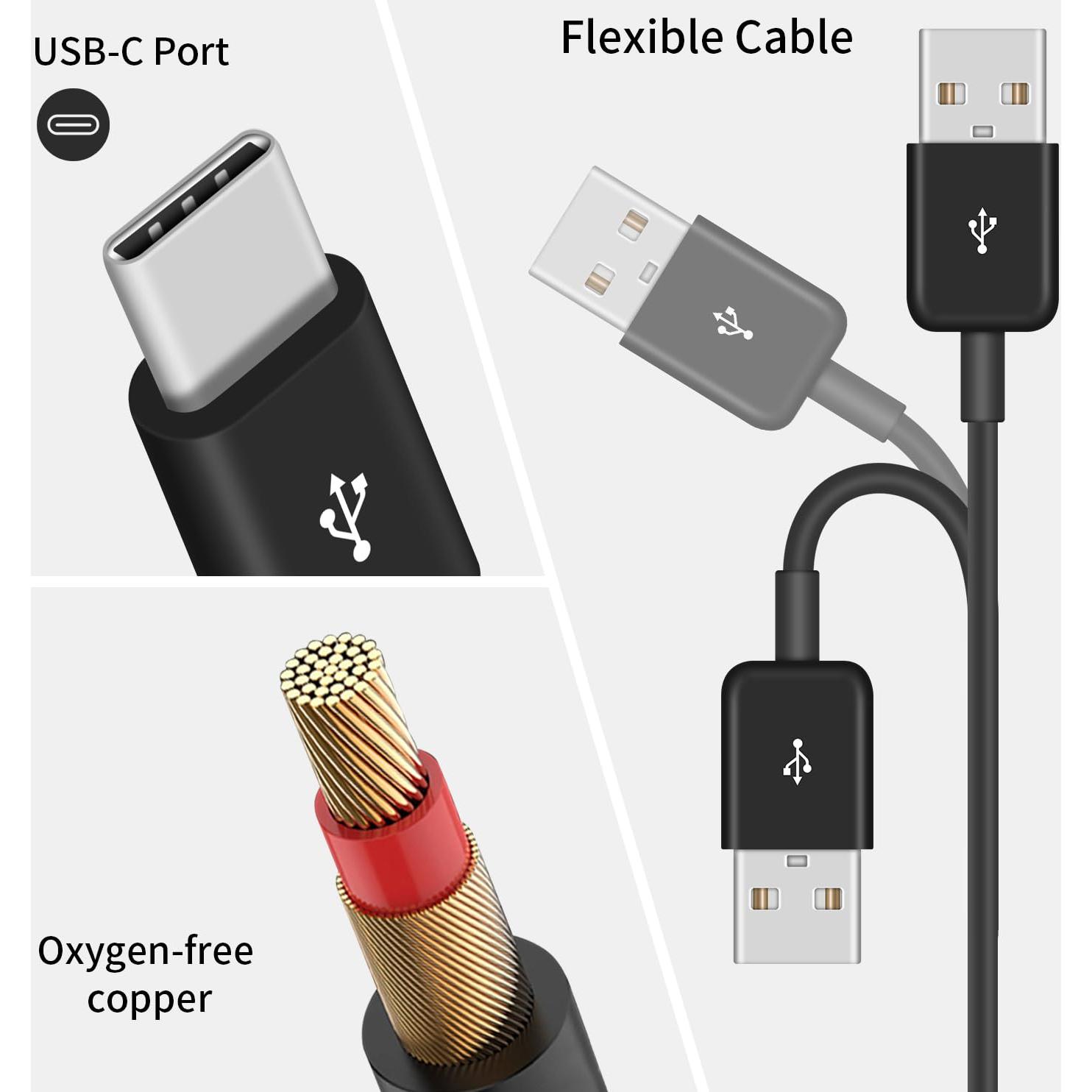 Cable Divisor USB A a USB C Poyiccot 1.5m 6 en 1 Carga Rápida