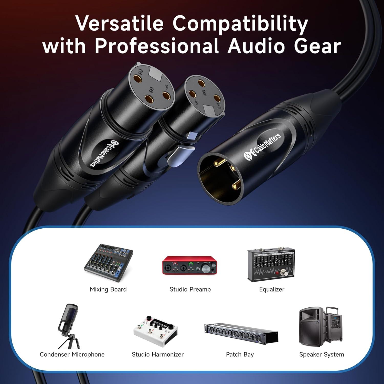 Cable Divisor XLR Balanceado 1 Macho a 2 Hembras 0.5m Cable Matters