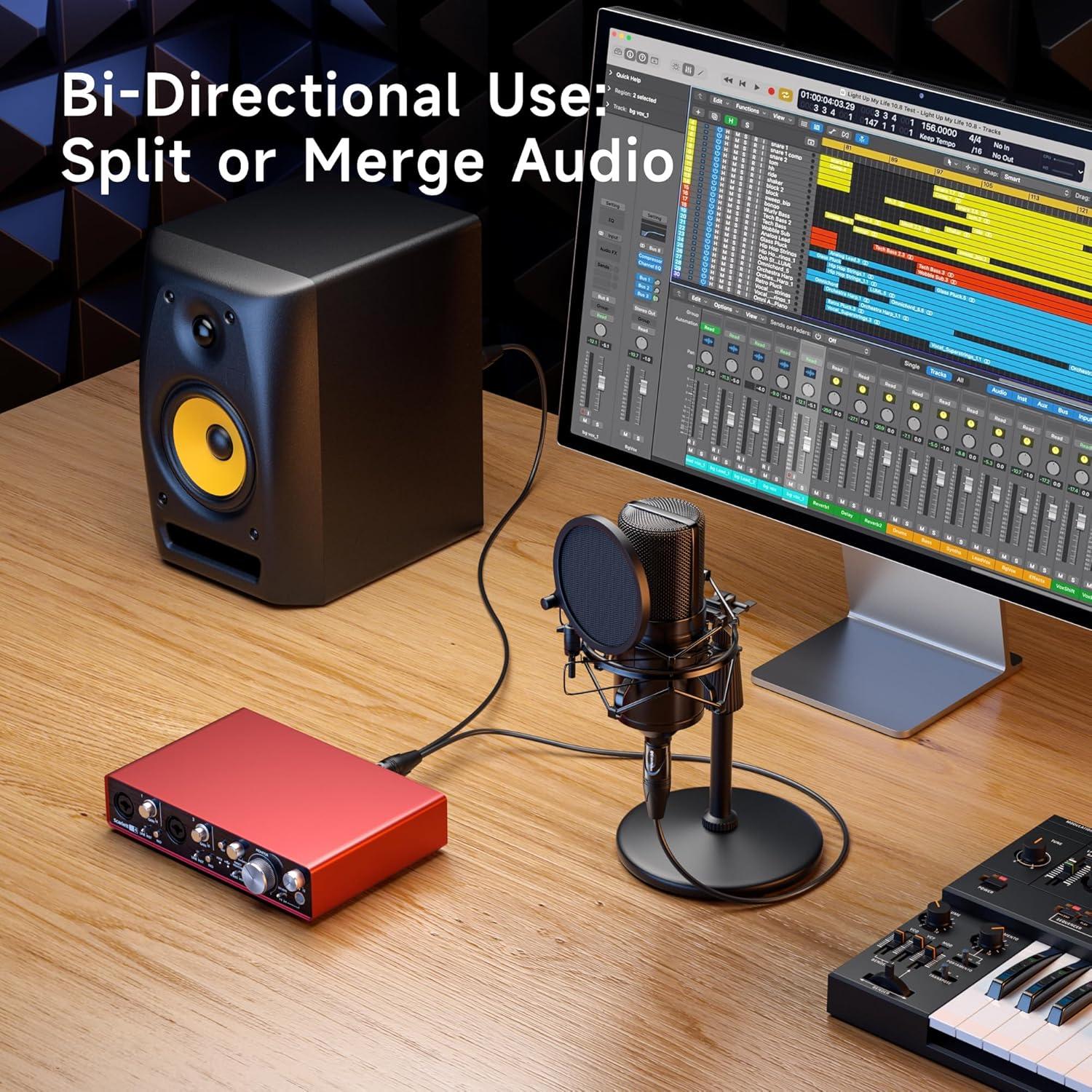 Cable Divisor XLR Balanceado 1 Macho a 2 Hembras 0.5m Cable Matters