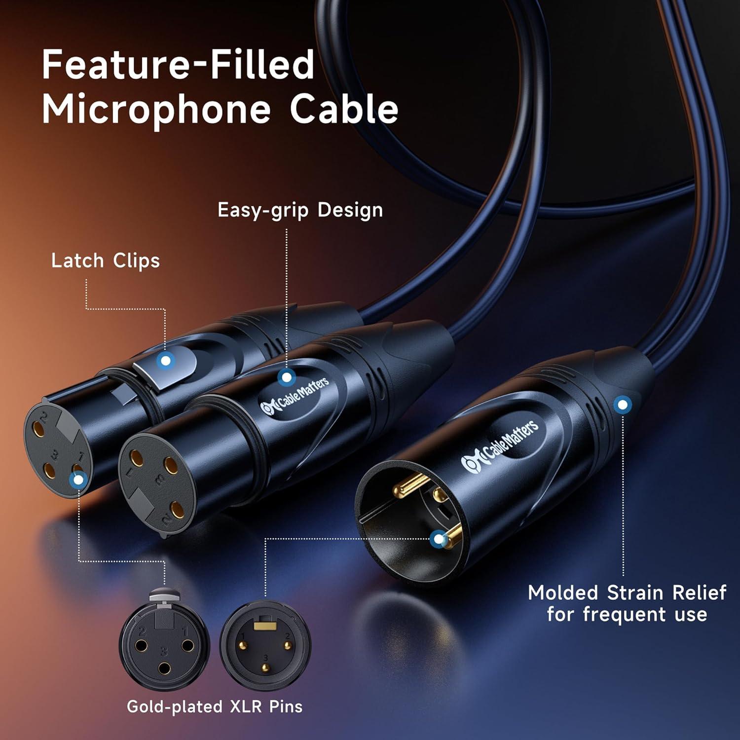 Cable Divisor XLR Balanceado 1 Macho a 2 Hembras 0.5m Cable Matters