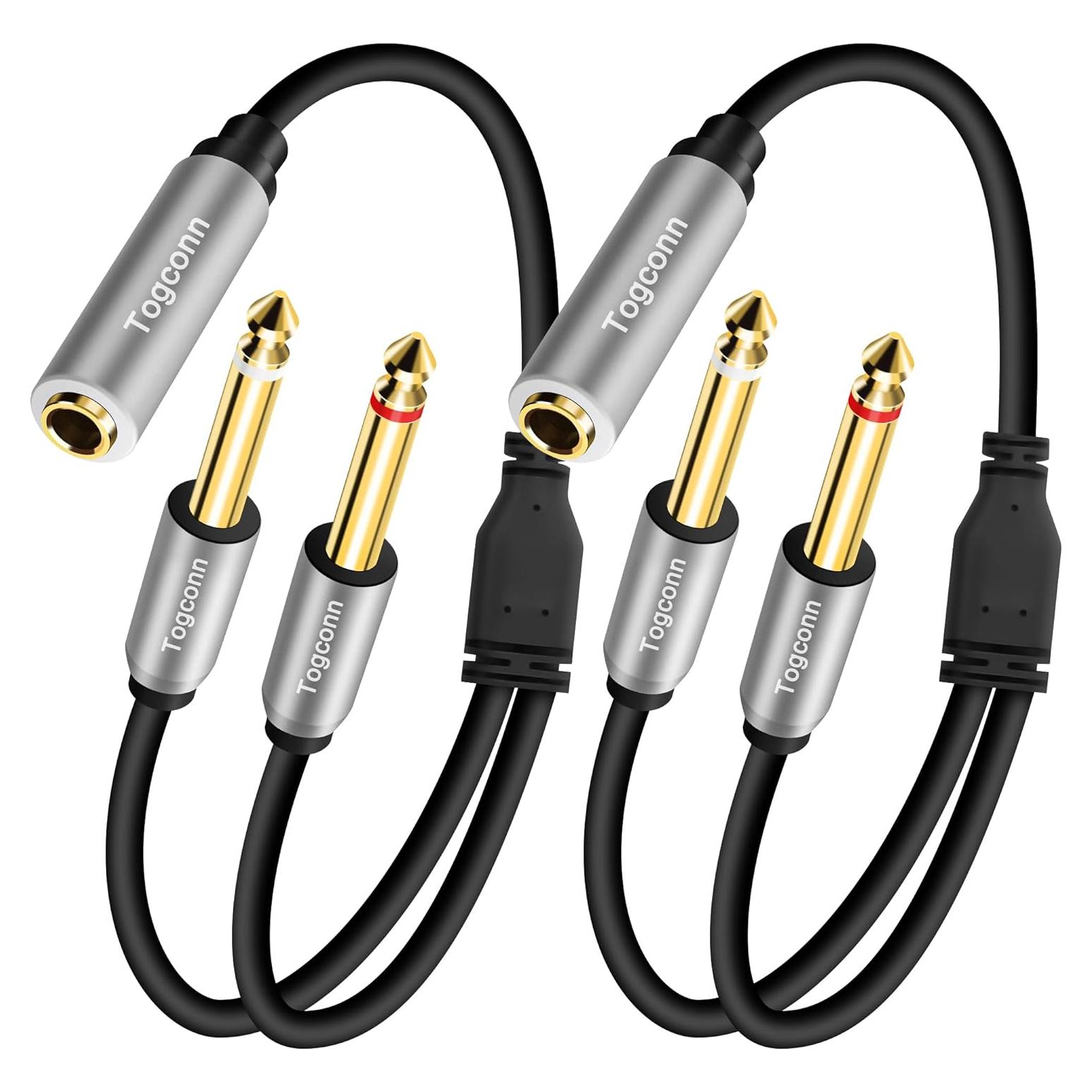 Paquete de 2 Cables Y Divisor TRS Estéreo 6.35mm Togconn