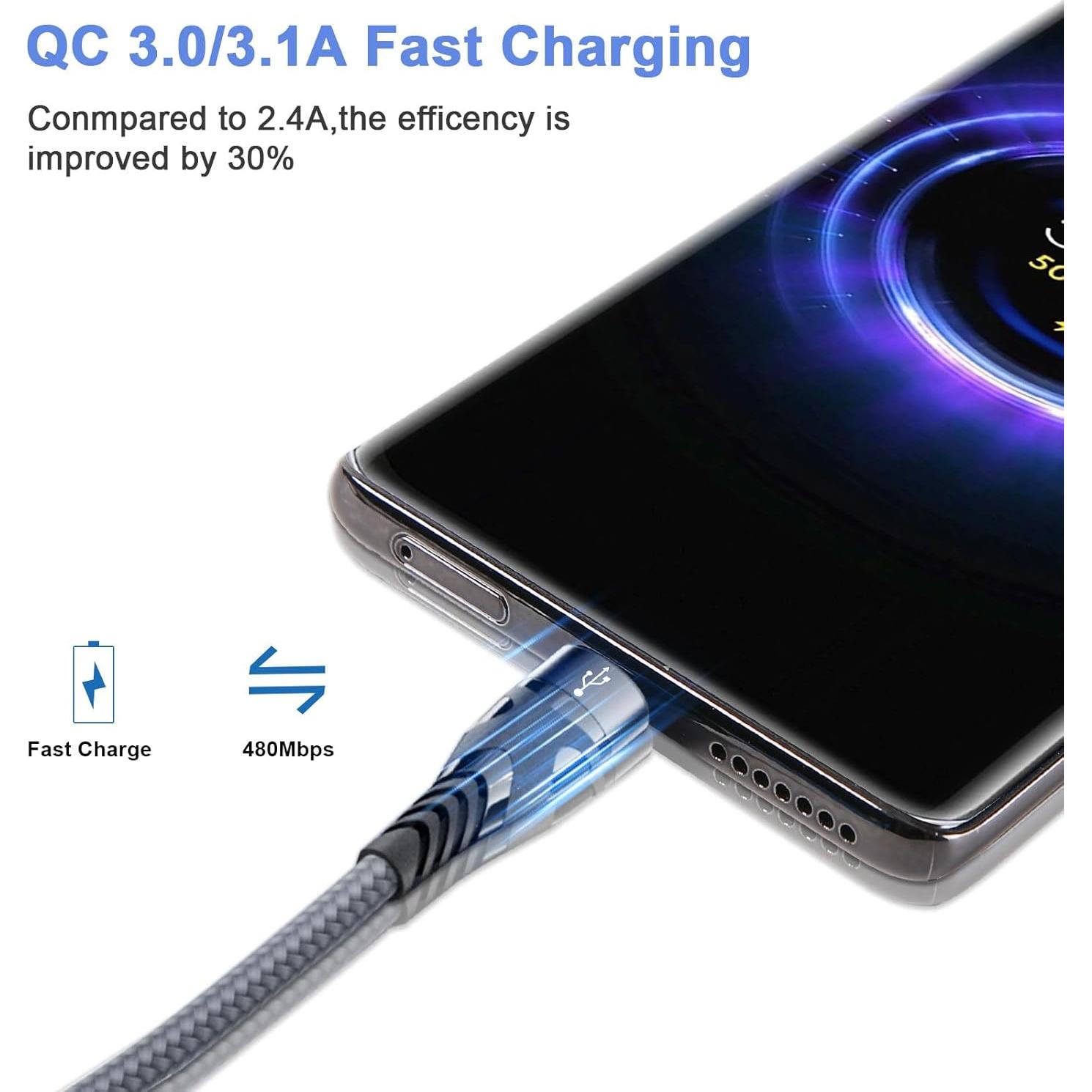 Cable Multi USB C SIQIWO 4FT Carga Rápida QC 3.0 3 en 1