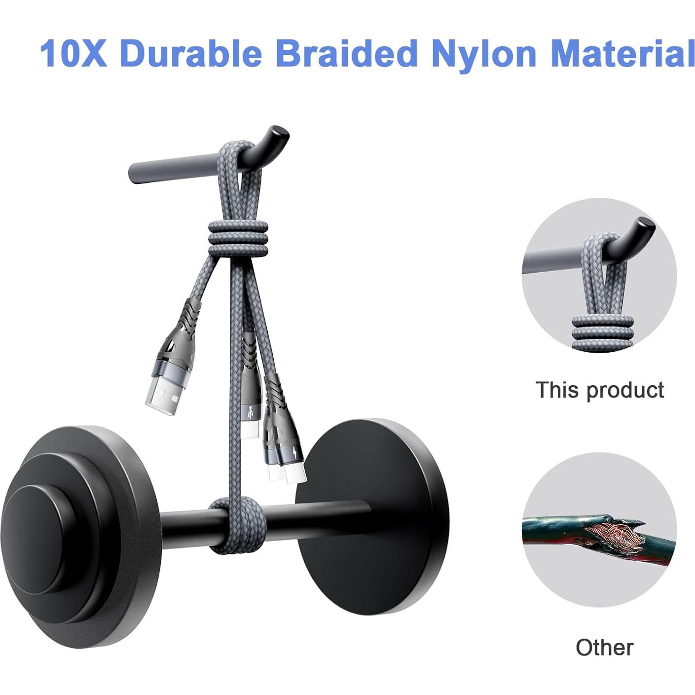 Cable Multi USB C SIQIWO 4FT Carga Rápida QC 3.0 3 en 1