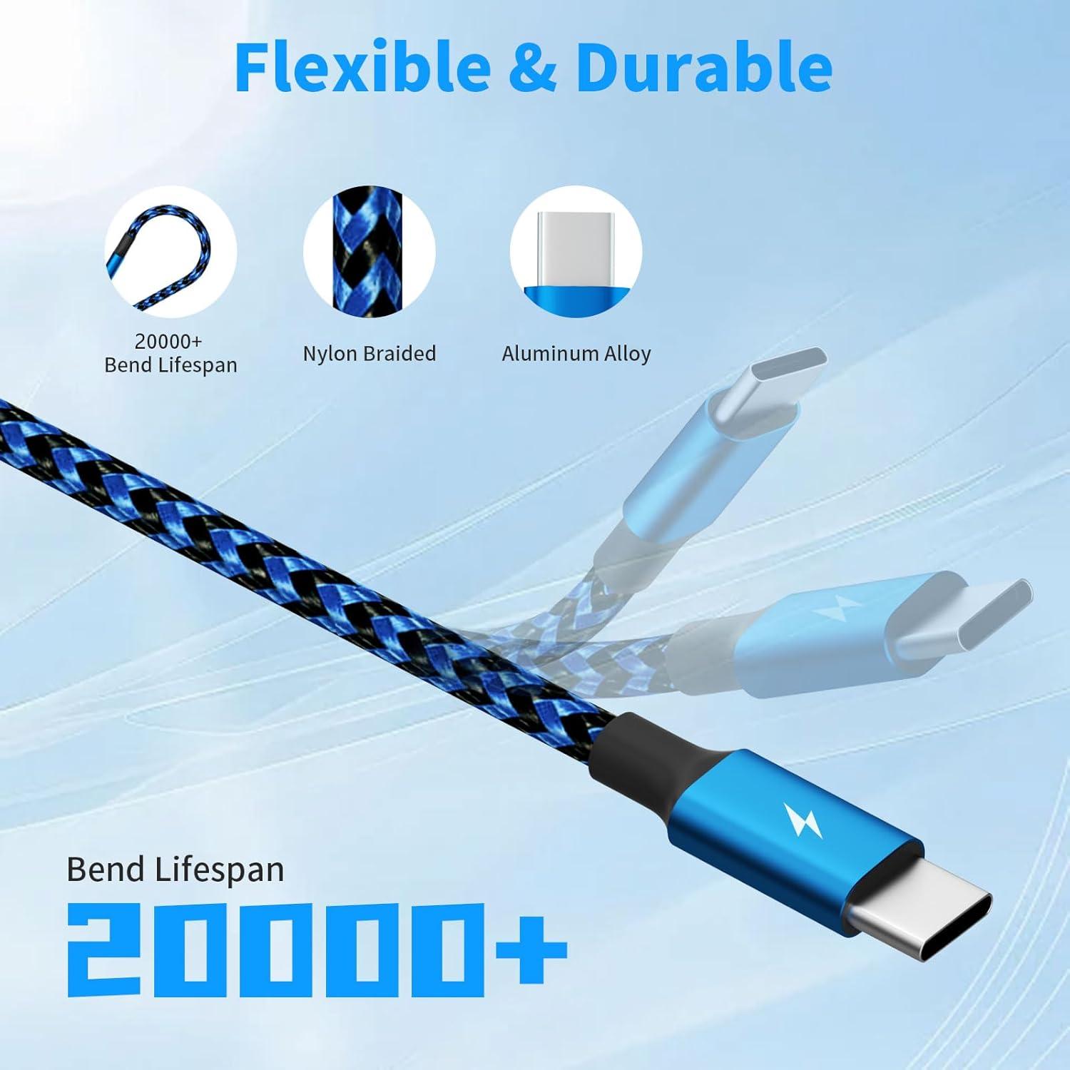 Cable Divisor USB C 3 en 1 Firsting 5FT Carga Rápida Azul