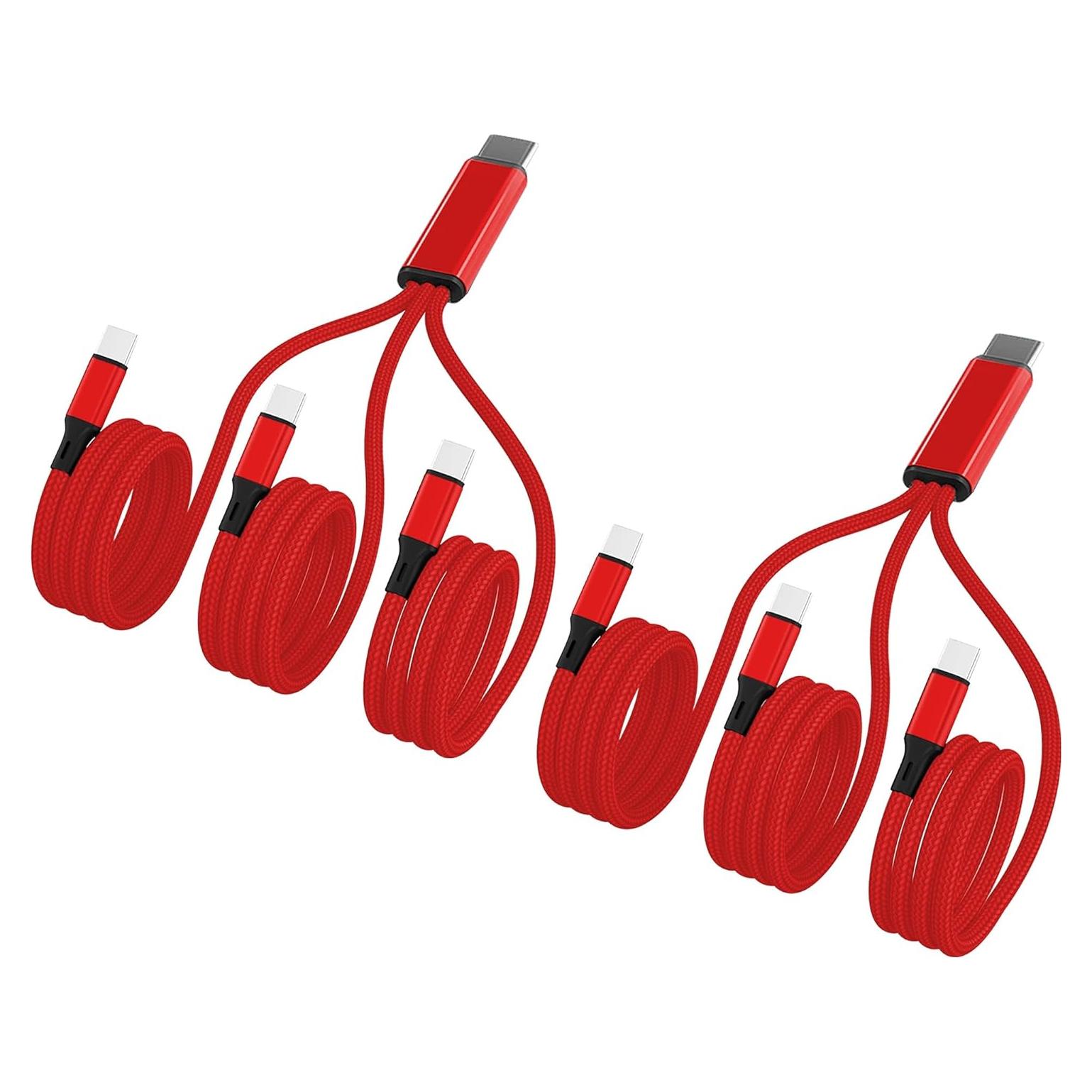 Cable USB C 3 en 1 Awnuwuy 1.22M Rojo - Carga Rápida 3A
