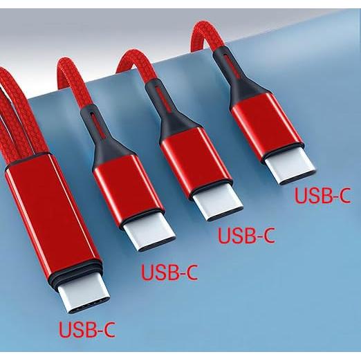 Cable USB C 3 en 1 Awnuwuy 1.22M Rojo - Carga Rápida 3A