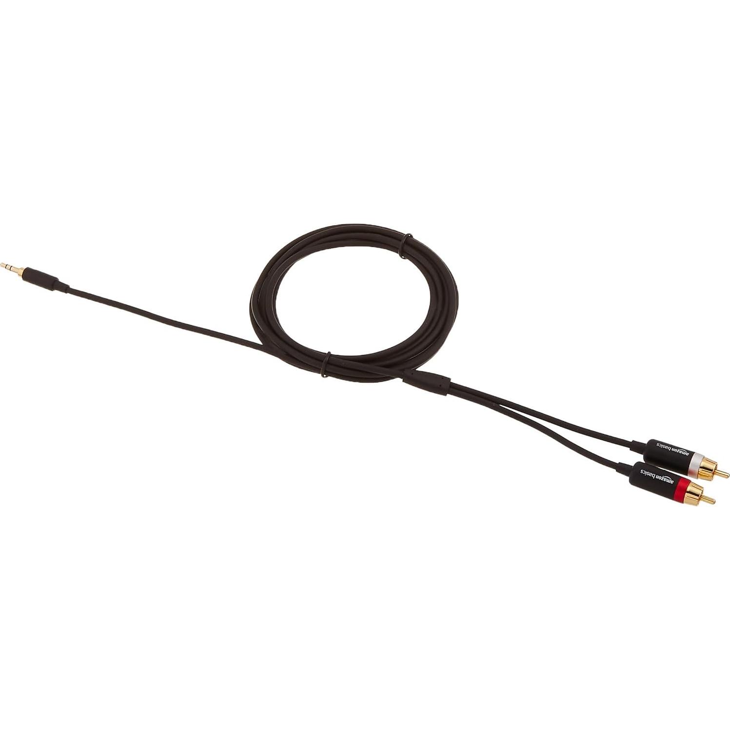 Cable Adaptador de Audio 3.5mm a 2 RCA Amazon Basics 2.4m