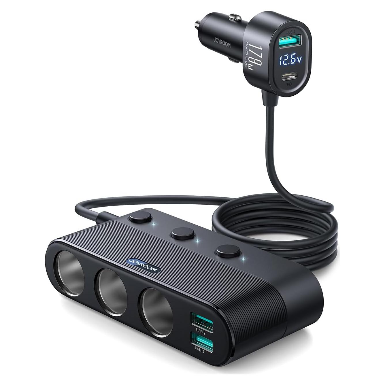 Adaptador de Encendedor de Cigarrillos JOYROOM 179W Carga Rápida