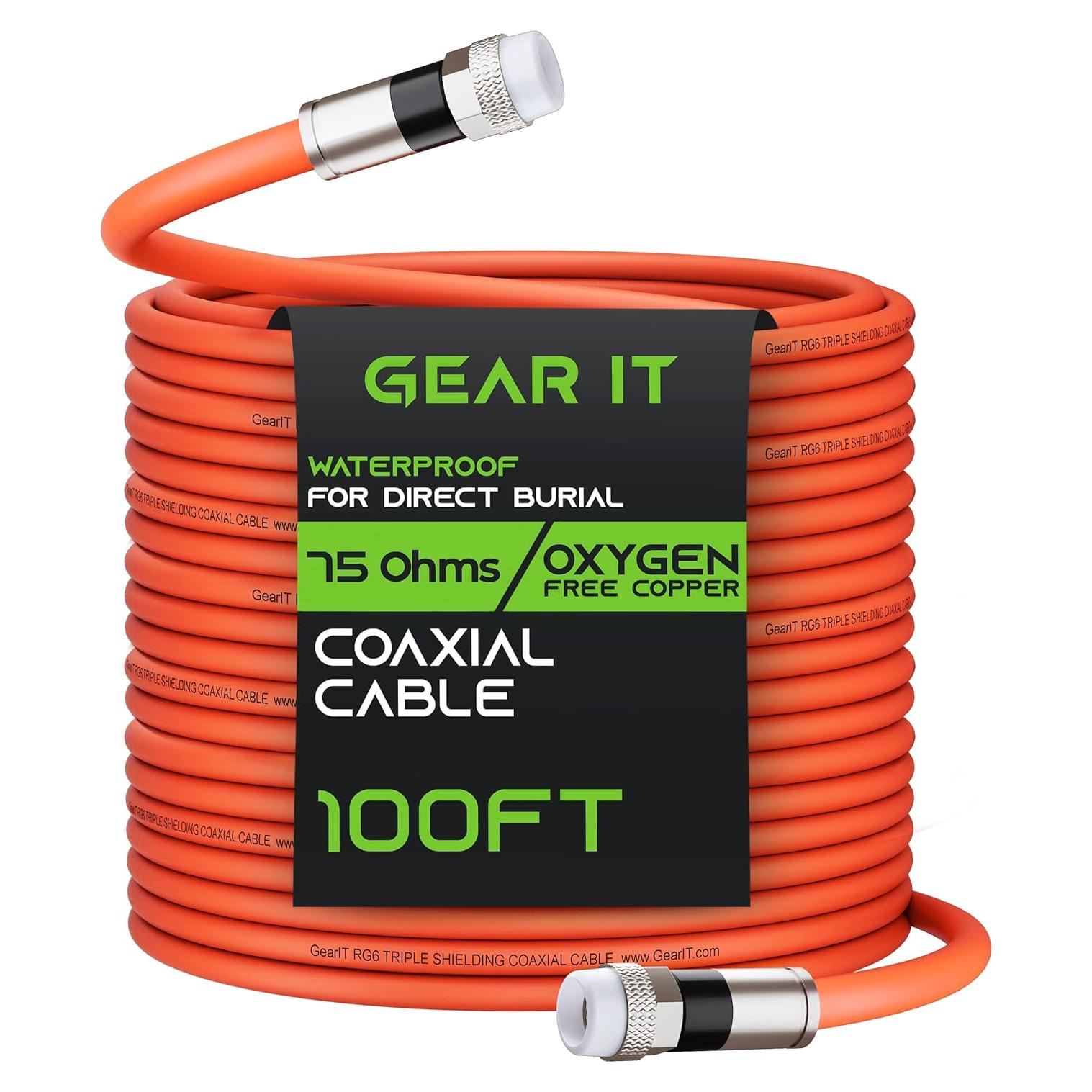 Cable Coaxial GEARit RG6 70 Ohm 30.48m para Entierro Directo