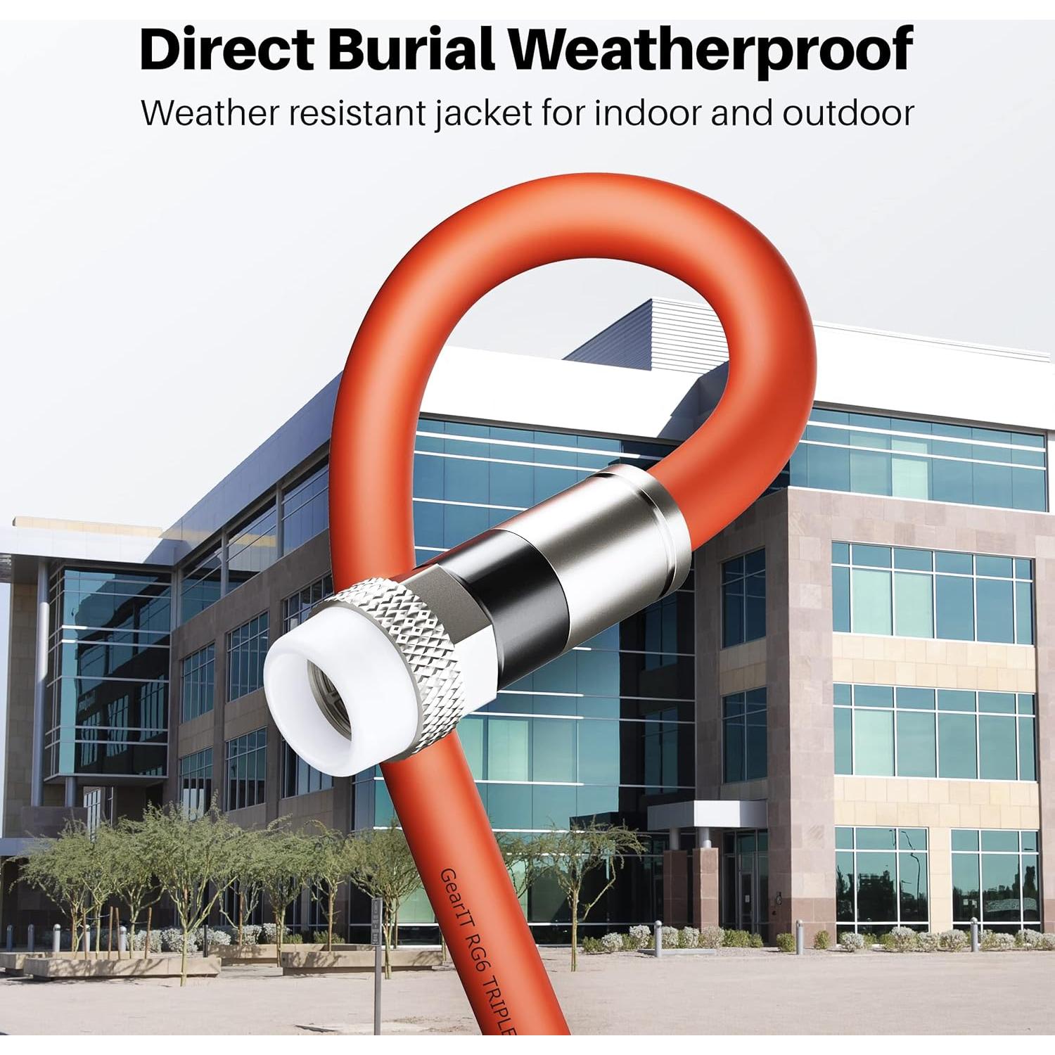 Cable Coaxial GEARit RG6 70 Ohm 30.48m para Entierro Directo