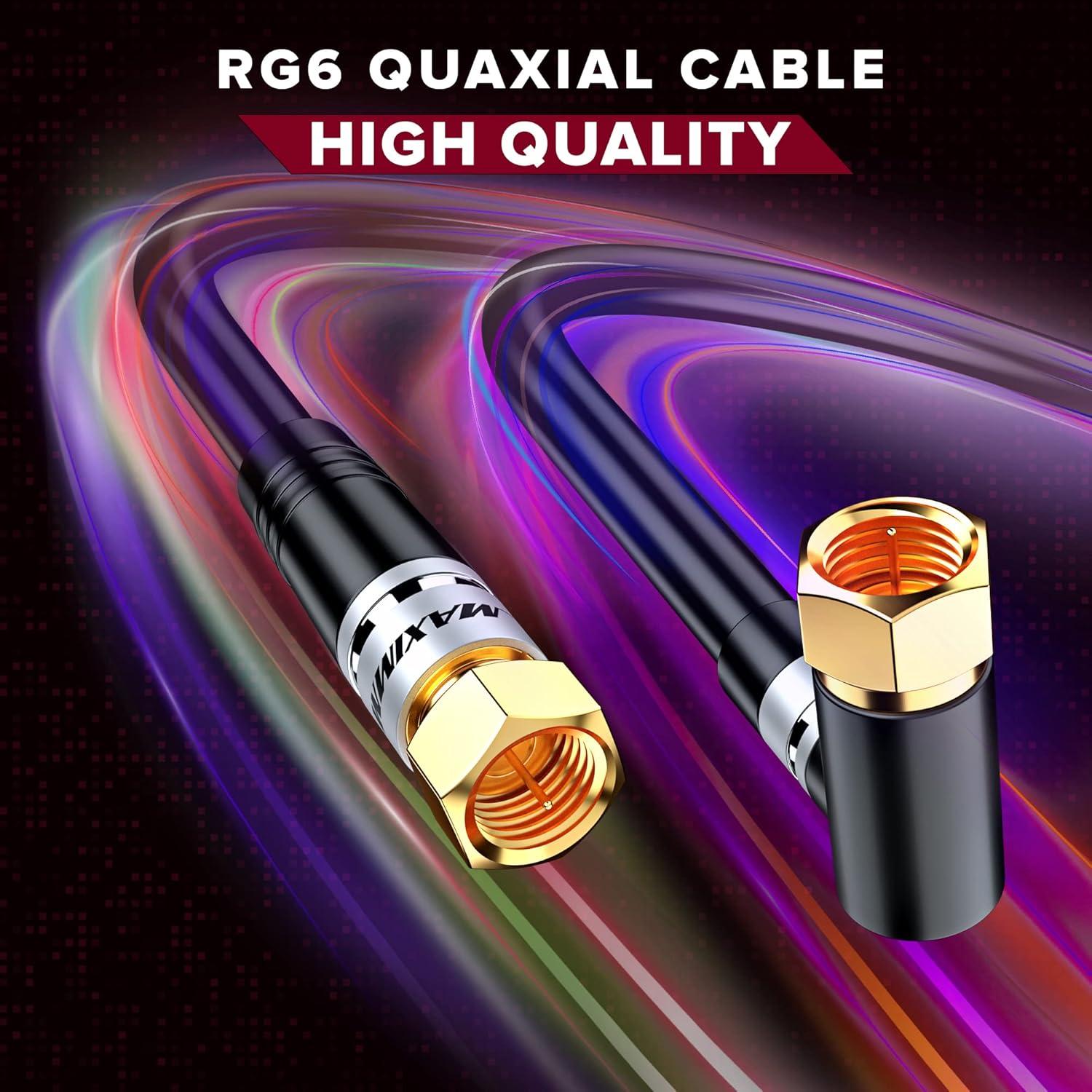 Cable Coaxial RG6 Maximm 3.05m con conector 90° - Triple apantallado