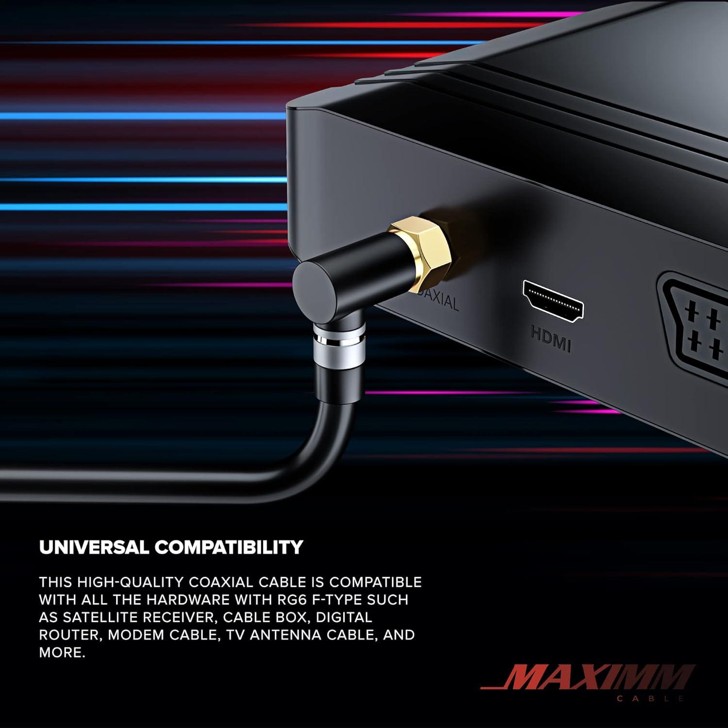 Cable Coaxial RG6 Maximm 3.05m con conector 90° - Triple apantallado