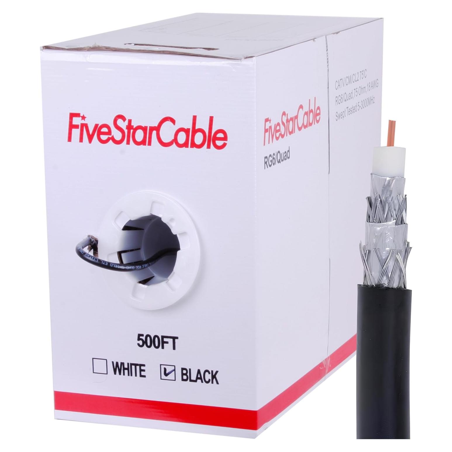 Cable Coaxial RG6 152.4m Cuádruple Apantallado FiveStarCable