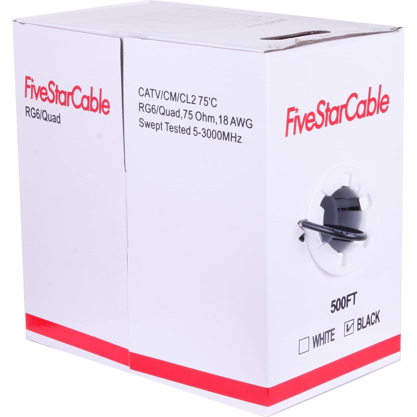 Cable Coaxial RG6 152.4m Cuádruple Apantallado FiveStarCable