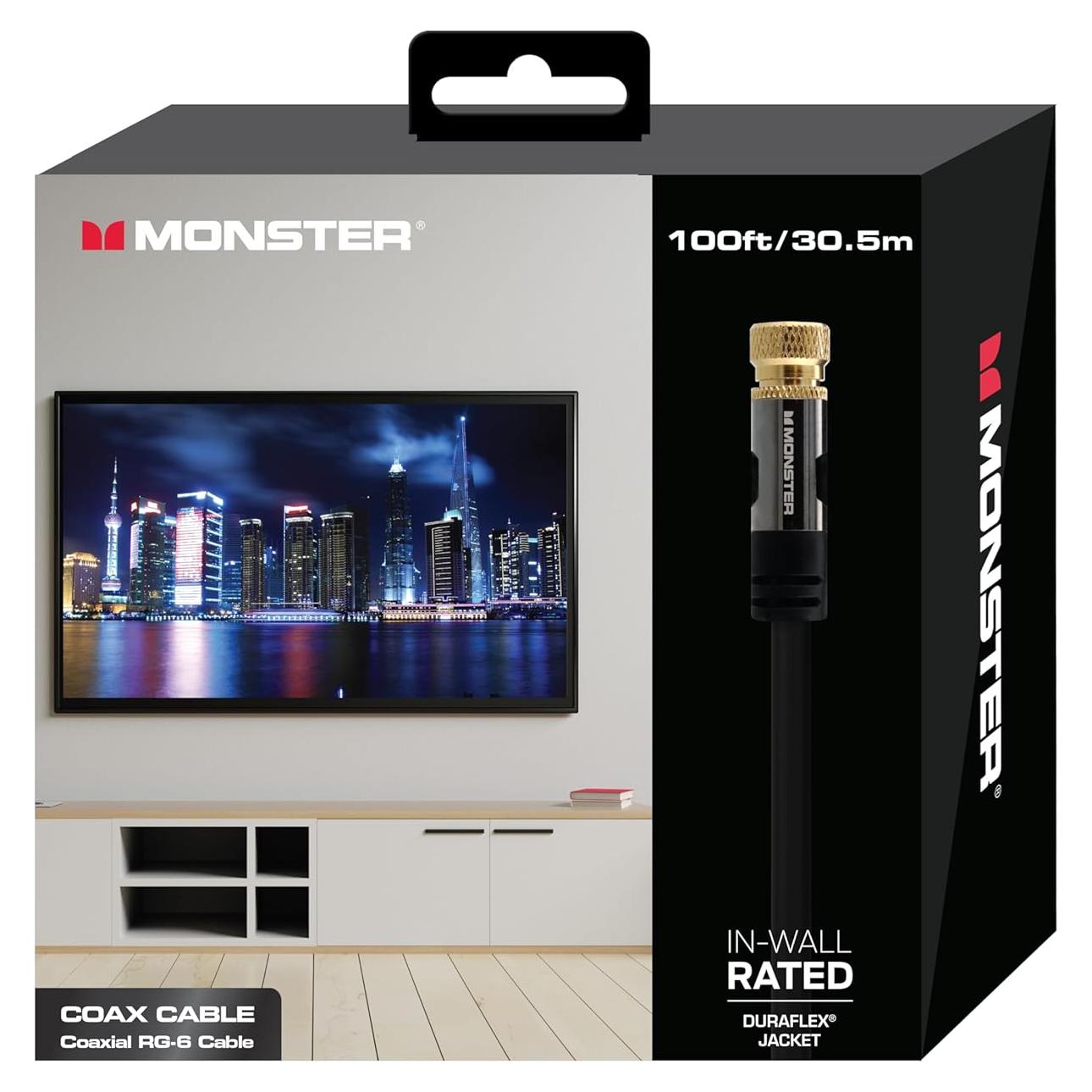 Cable Coaxial Monster 30 Metros RG-6 Cuádruple Blindaje