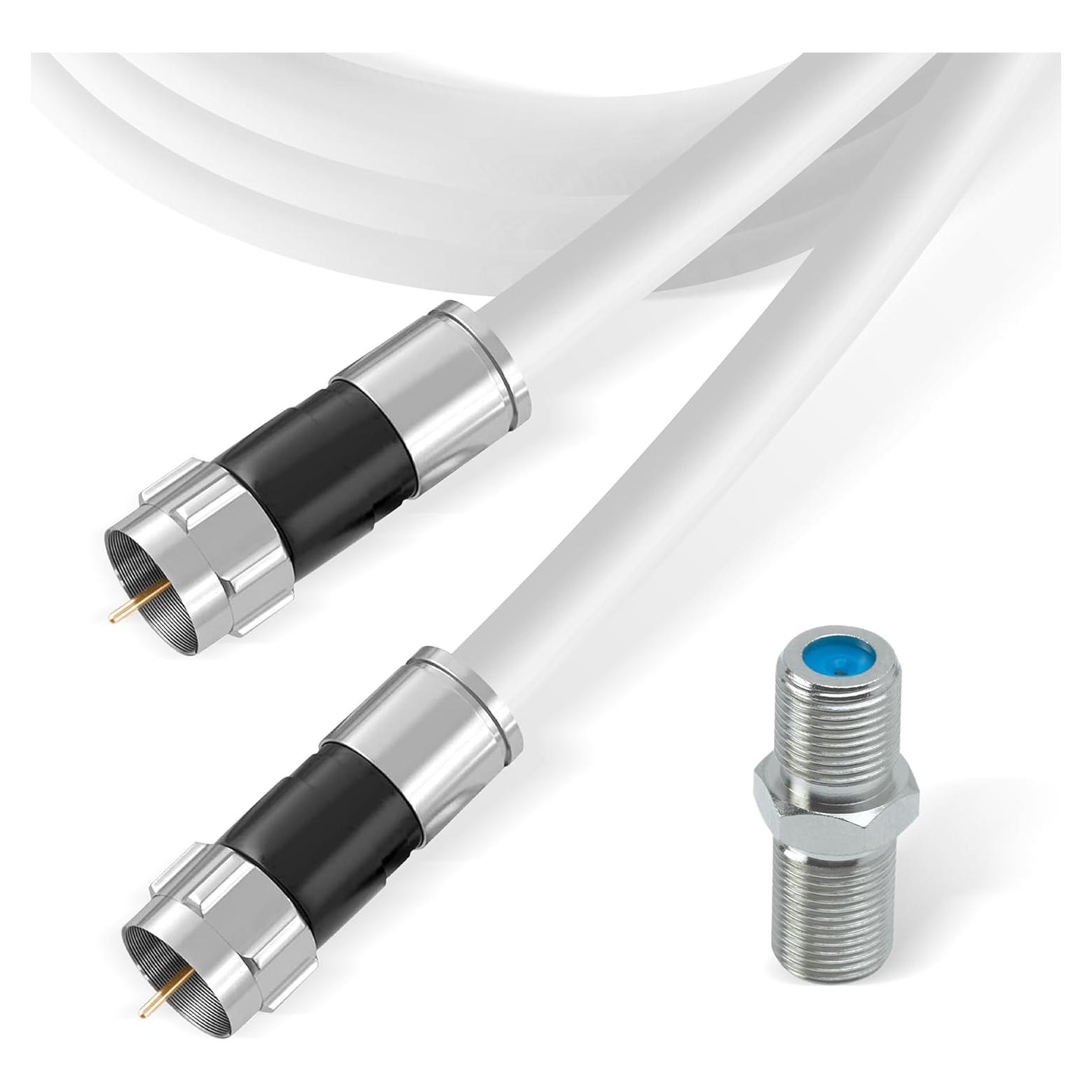 Cable Coaxial RG6 0.91m Blanco - Alta Velocidad Internet y TV