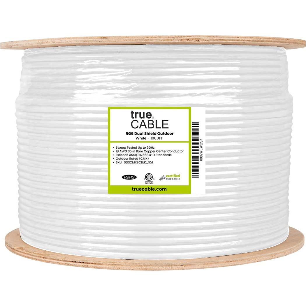 Cable Coaxial RG6 Exterior Doble Blindaje trueCABLE 1000ft
