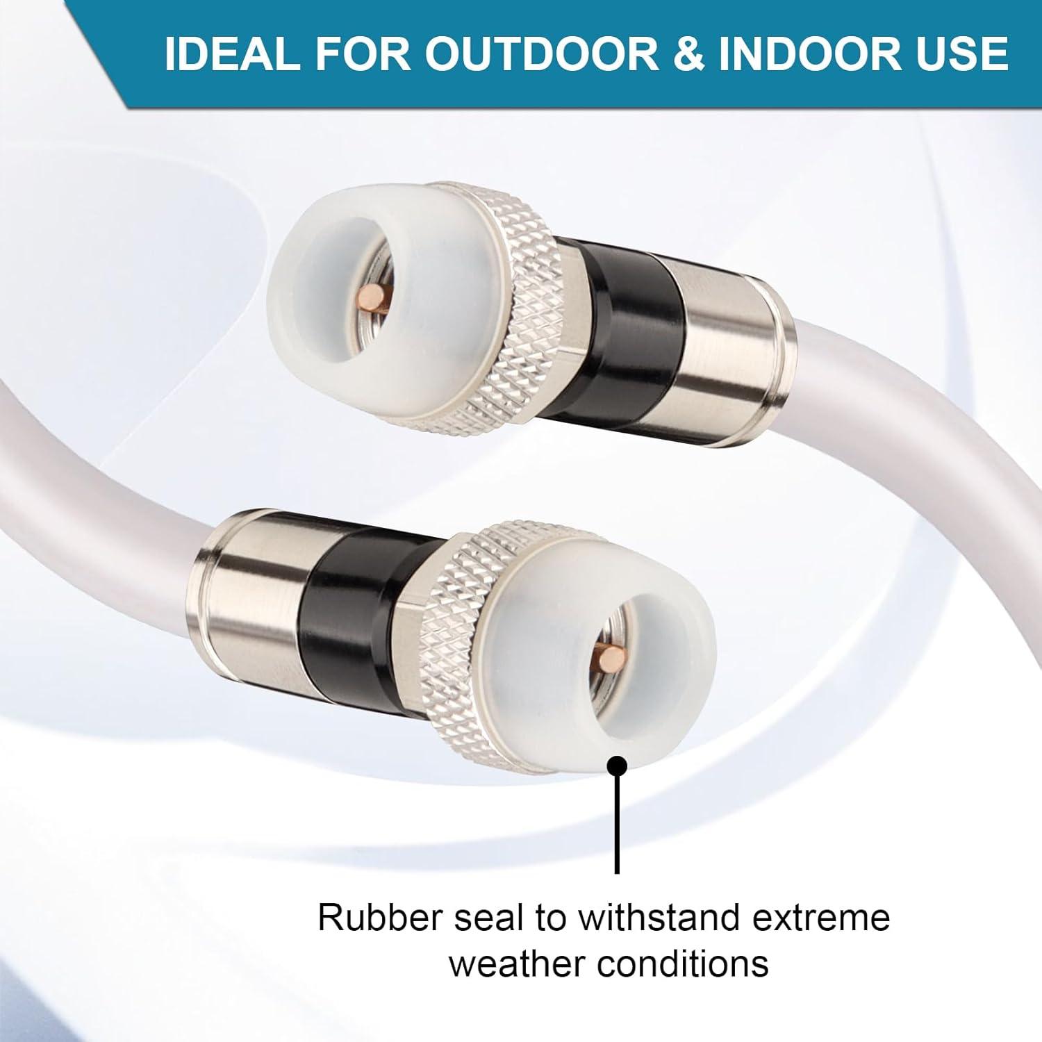 Cable Coaxial RG6 7.62M MOOKEERF Impermeable para TV e Internet