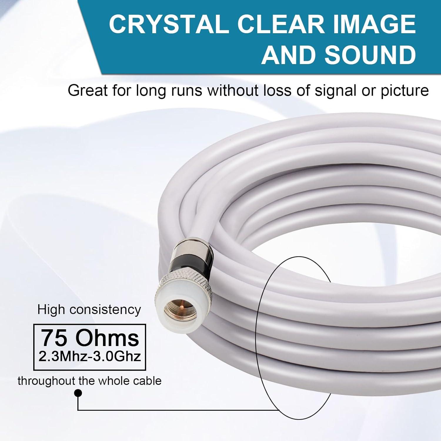 Cable Coaxial RG6 7.62M MOOKEERF Impermeable para TV e Internet