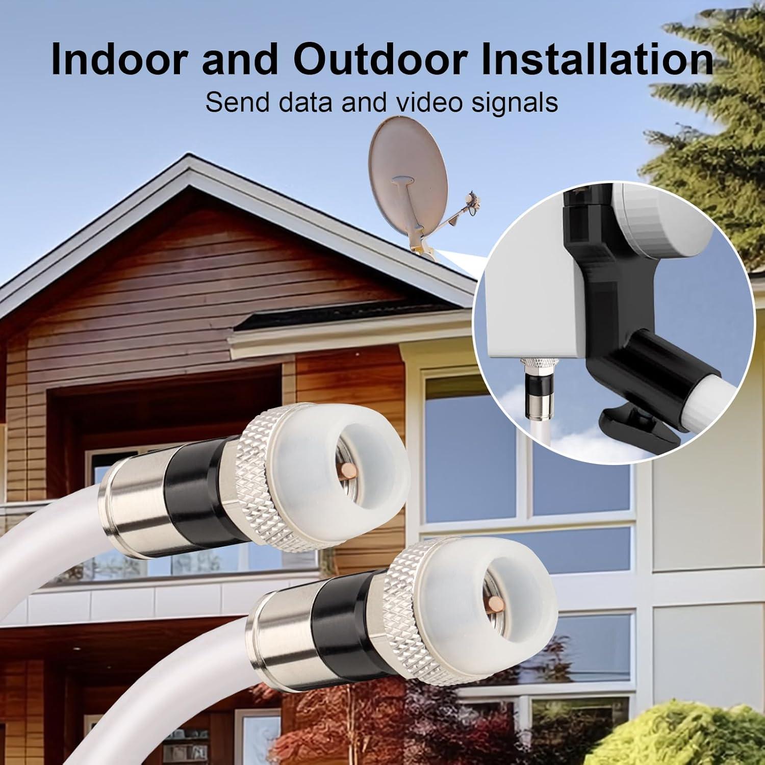 Cable Coaxial RG6 7.62M MOOKEERF Impermeable para TV e Internet