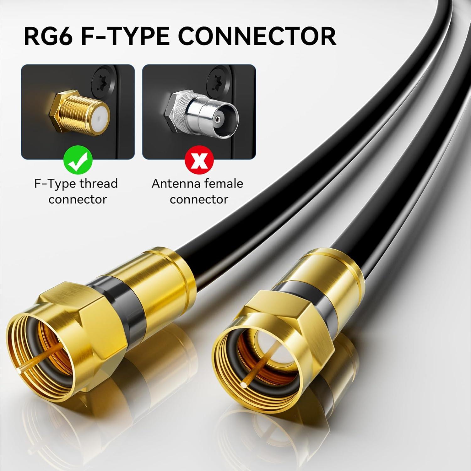 Cable Coaxial RG6 Nixsto 3.05m con Conector F de Oro