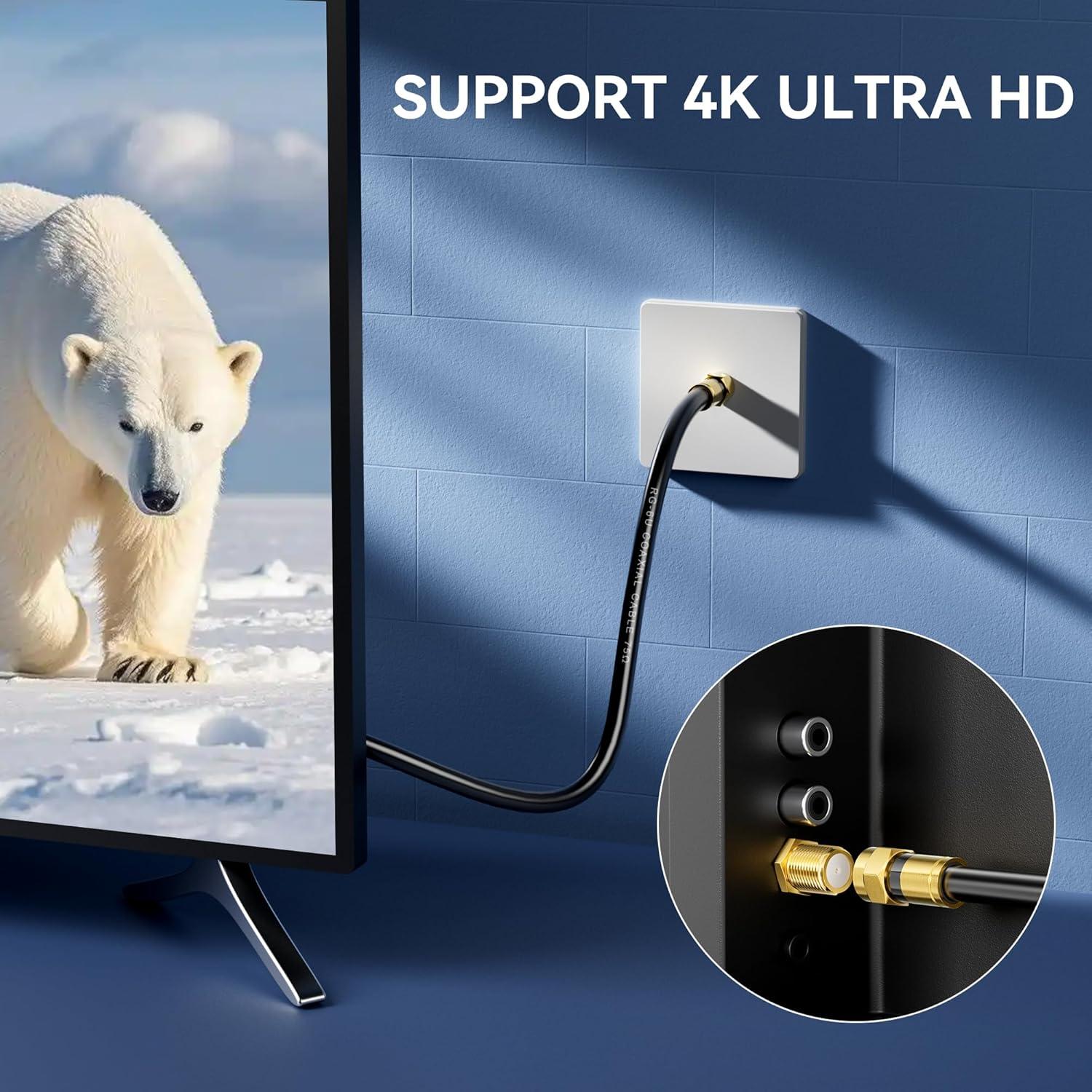 Cable Coaxial RG6 Nixsto 3.05m con Conector F de Oro