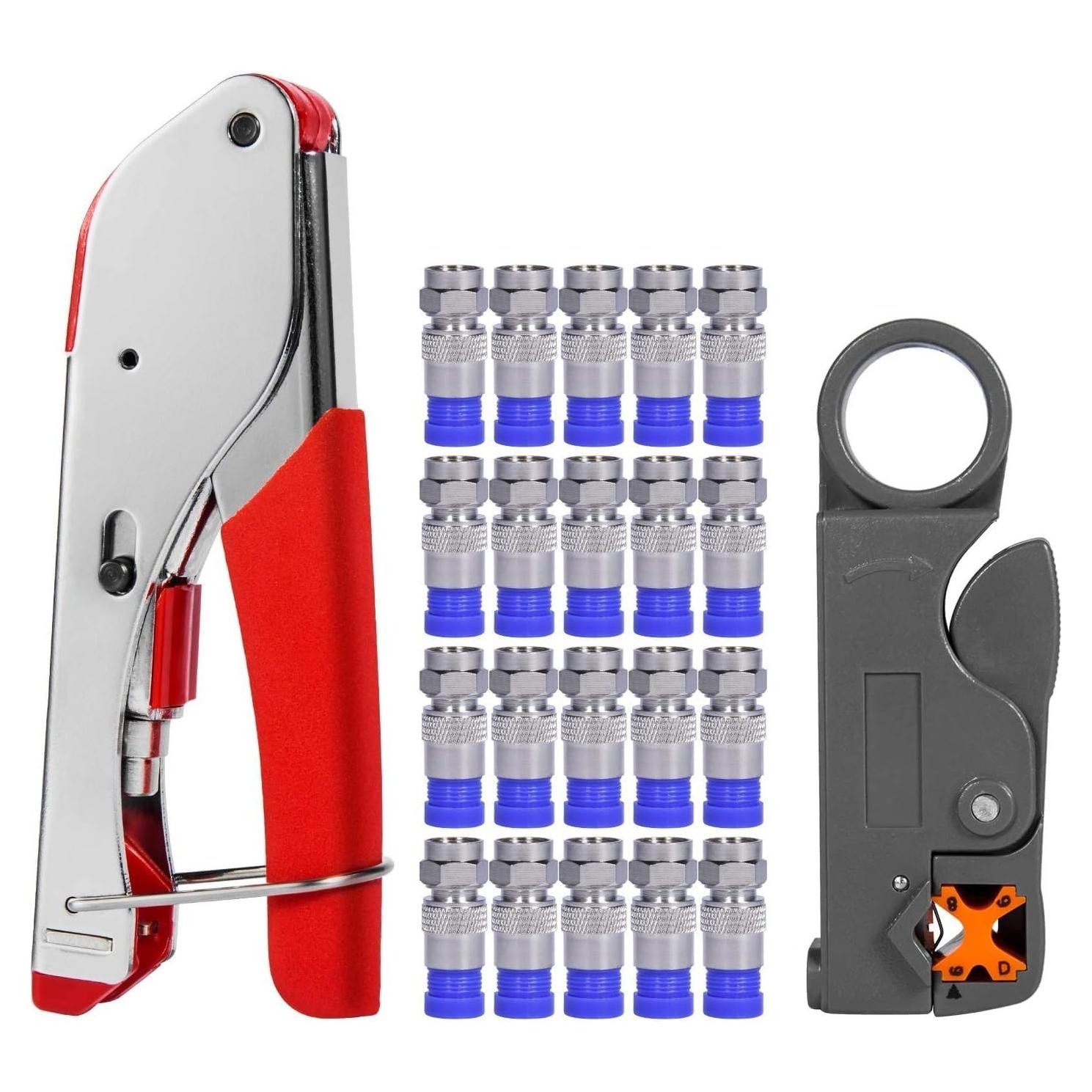 Crimpadora Coaxial ELenest RG59 RG6 con Pelacables y Conectores