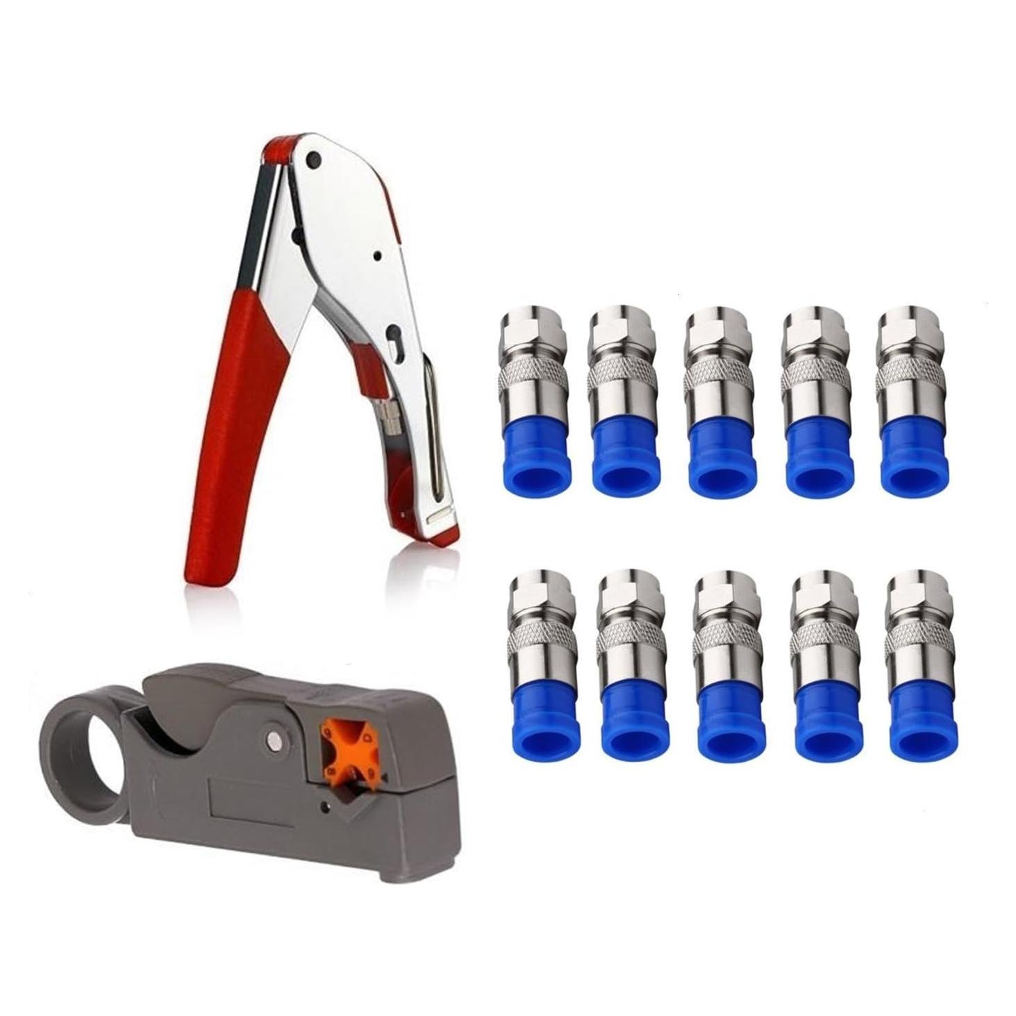 Kit de Crimpado de Cable Coaxial Gaobige RG6 RG59 10 Conectores