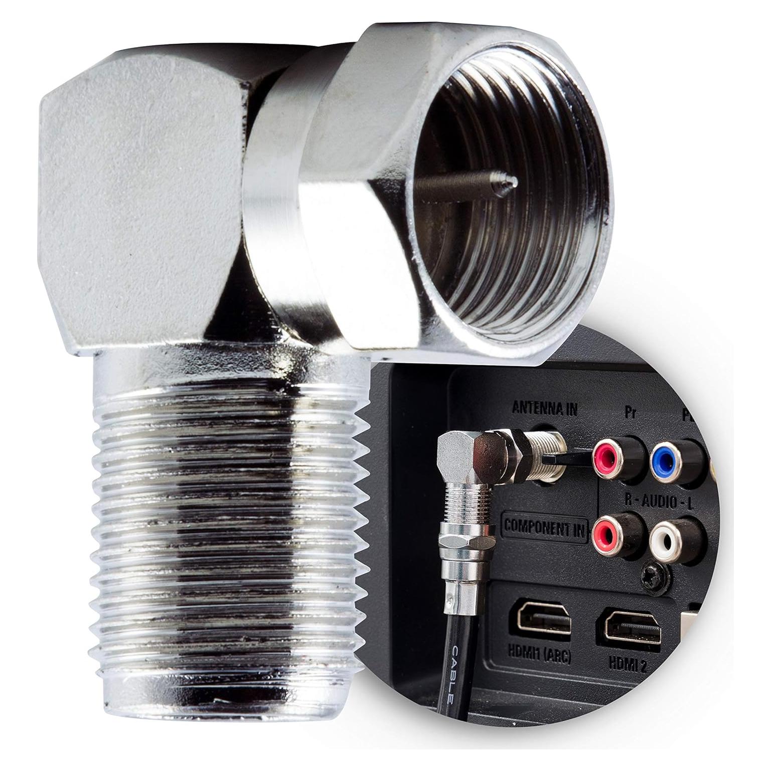 Adaptador Coaxial F tipo Ángulo Recto GE 90° RG59 RG6