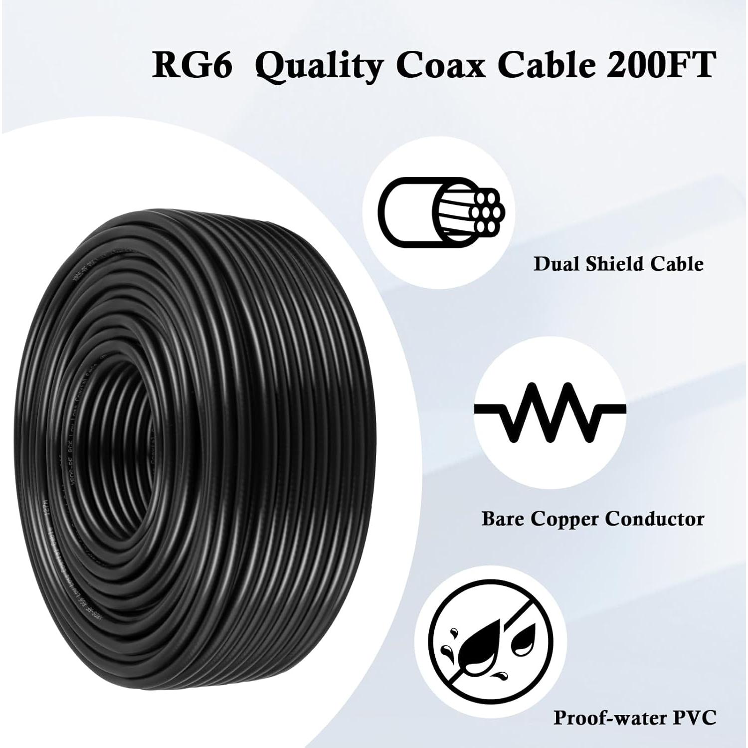 Cable Coaxial RG6 Doble Blindaje 61m XRDS-RF Cobre Desnudo
