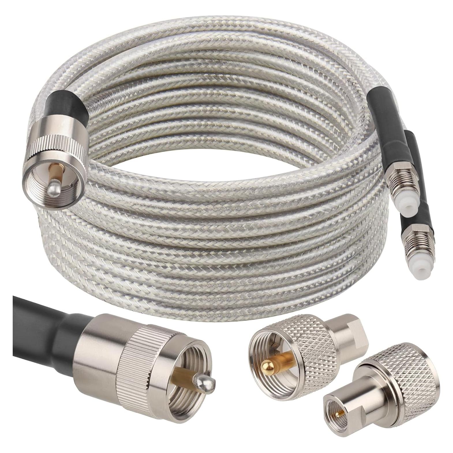 Cable Coaxial RG8X Doble CB 5.49M con Conectores PL-259 y FME