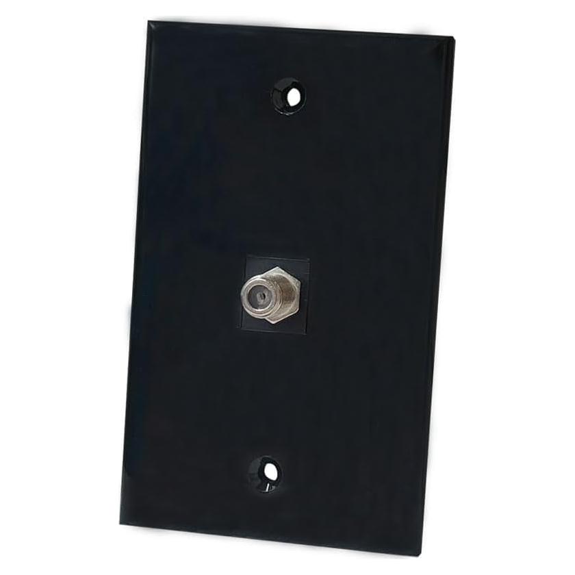 Placa de Pared Coaxial BOPLAT 1 Puerto Negro Brillante