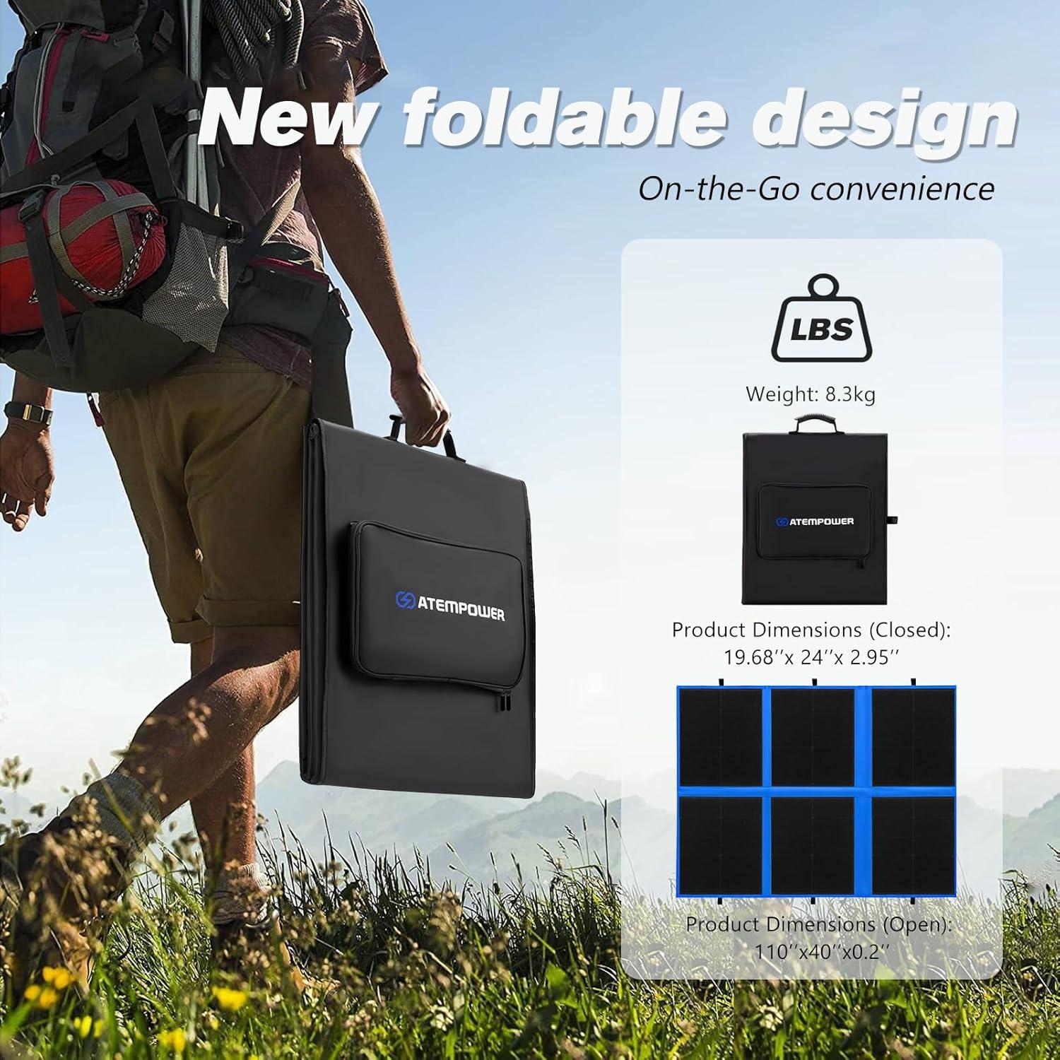 Panel Solar Plegable ATEM POWER 200W con Controlador MPPT