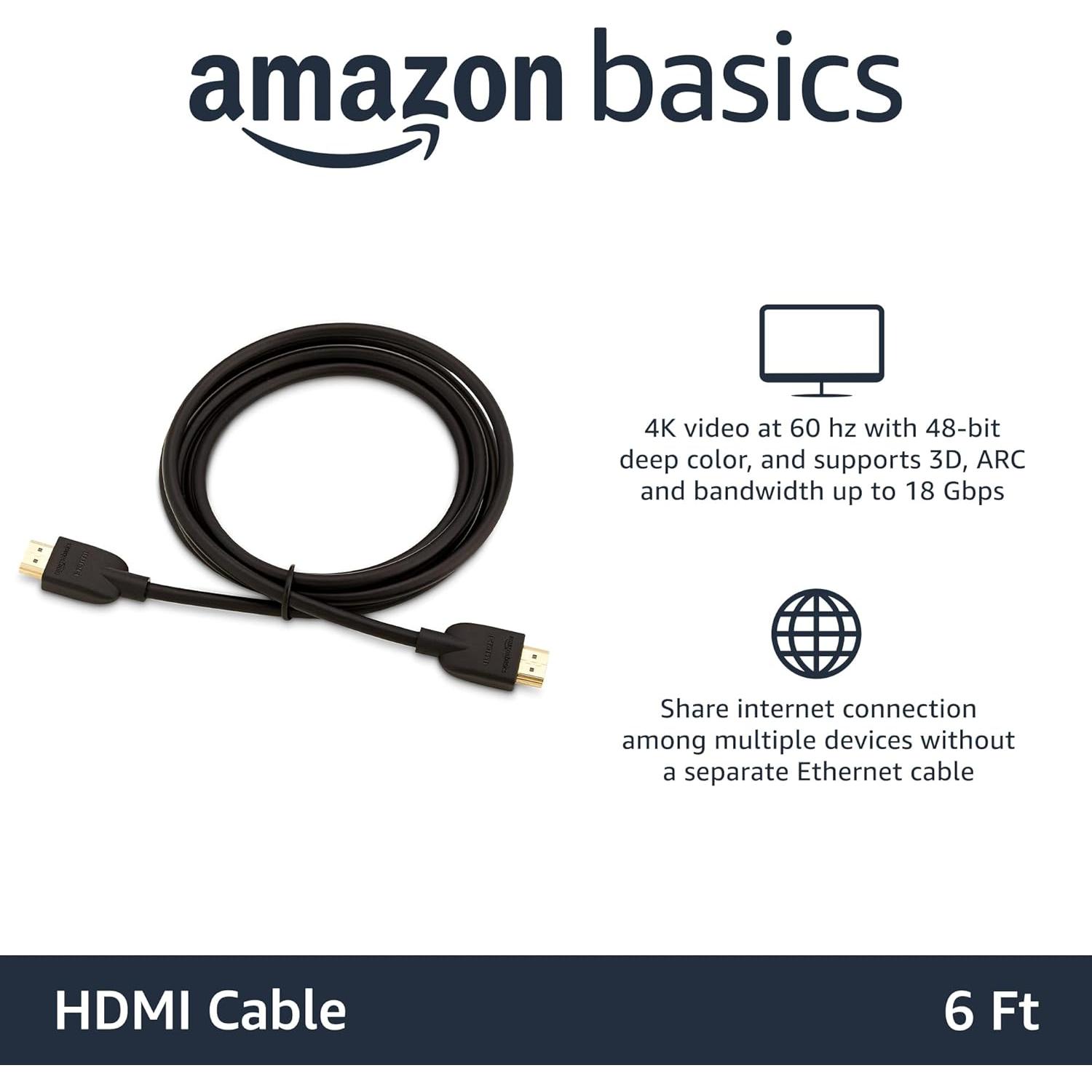 Cable HDMI Amazon Basics 1.83m 4K 60Hz Alta Velocidad