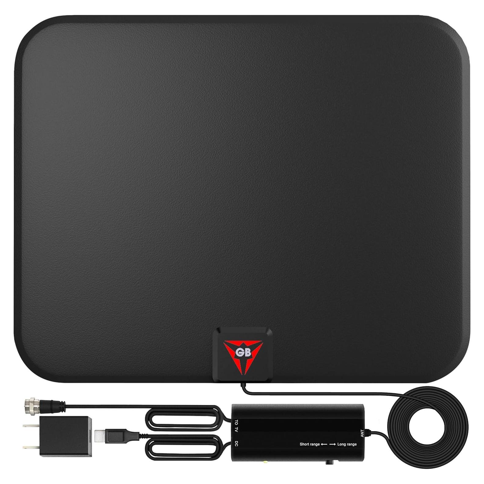 Antena de TV Interior Gesobyte 300 Amplificada HD 966 km