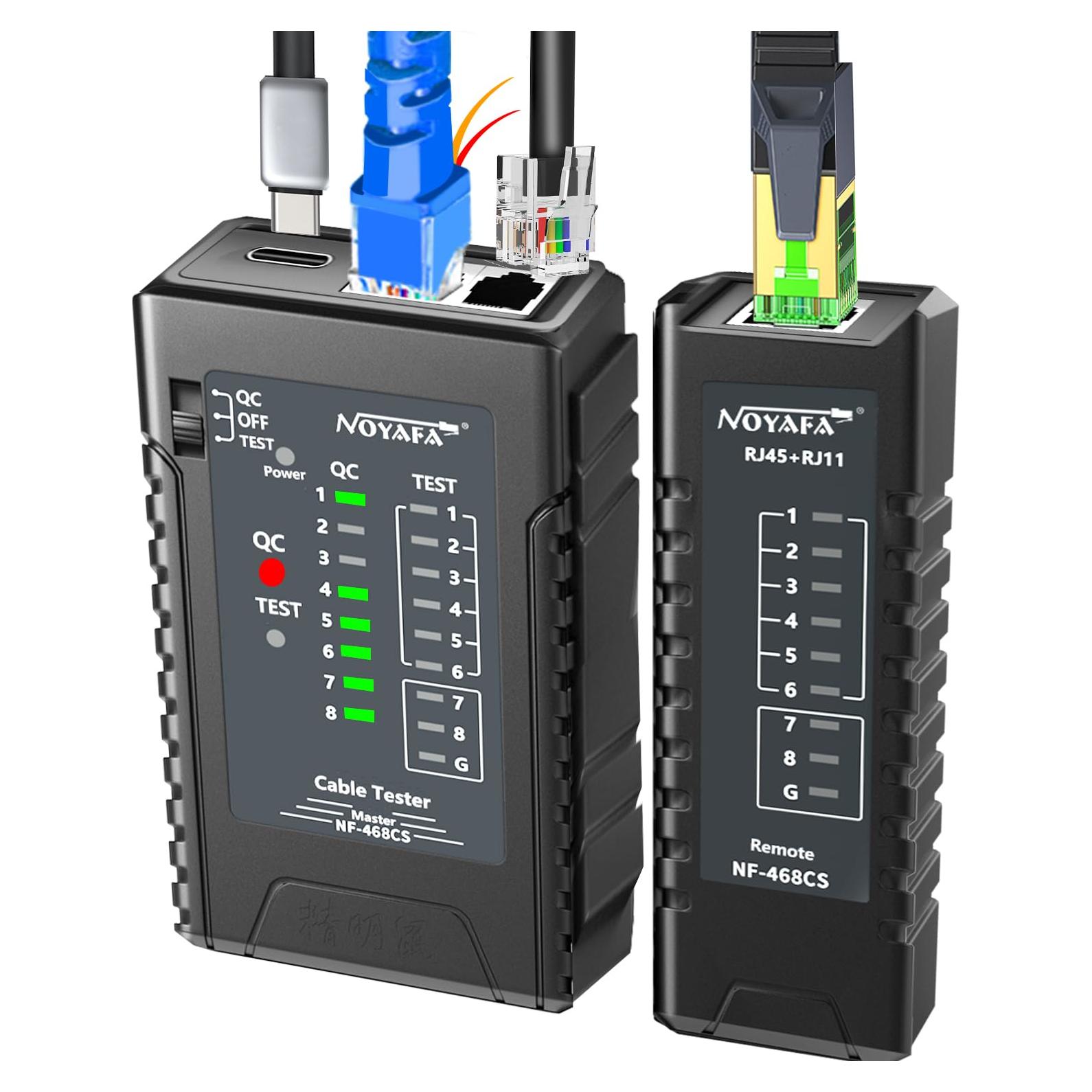 Probador de Cable de Red NOYAFA NF-468S RJ45 RJ11 Cat5 Cat6